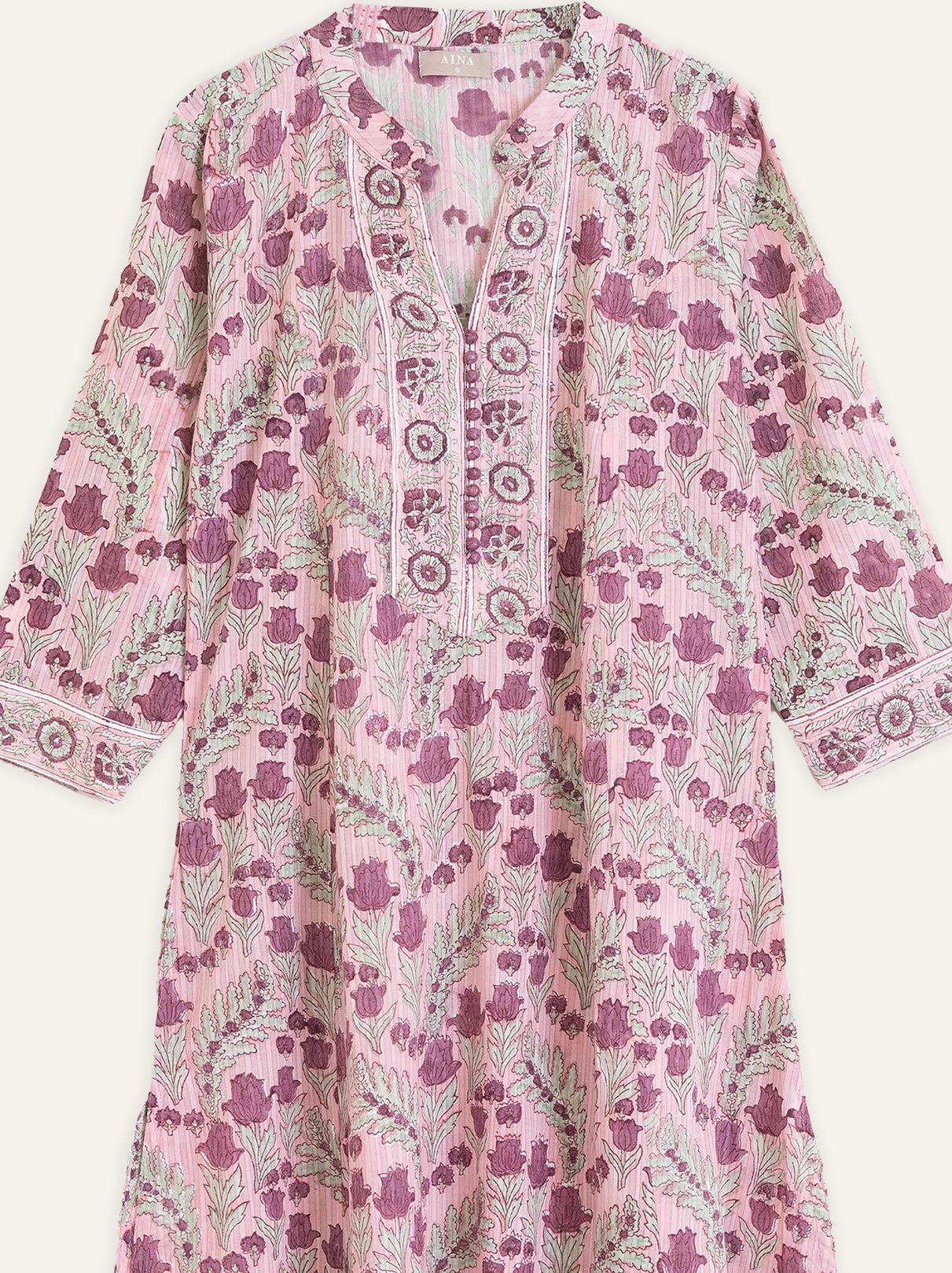 Cotton Block Printed A Line Kurta - AINA