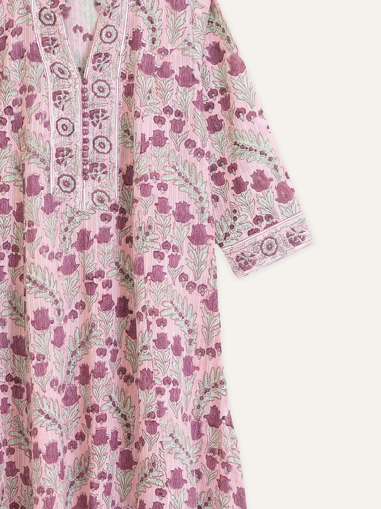 Cotton Block Printed A Line Kurta - AINA