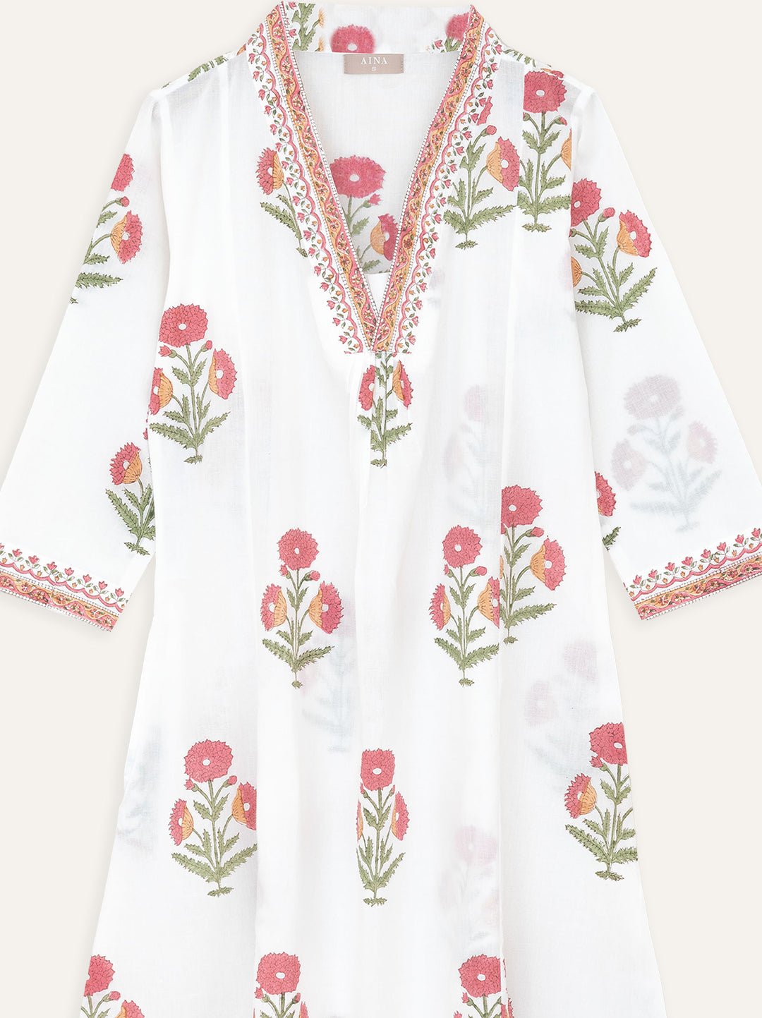 Cotton Block Printed A-Line Kurta - AINA