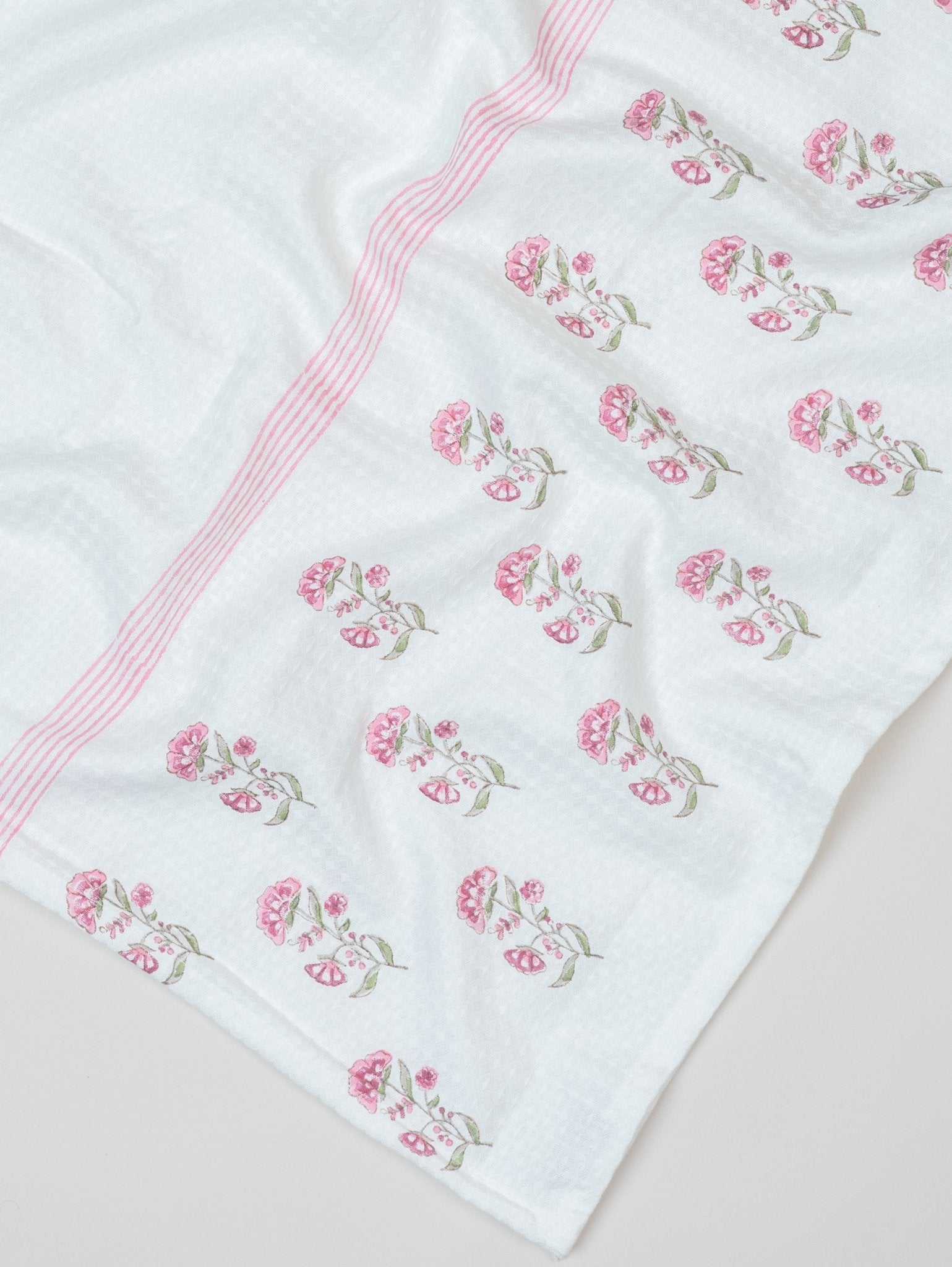 Cotton Block Printed Honeycomb Bath Towel - AINA