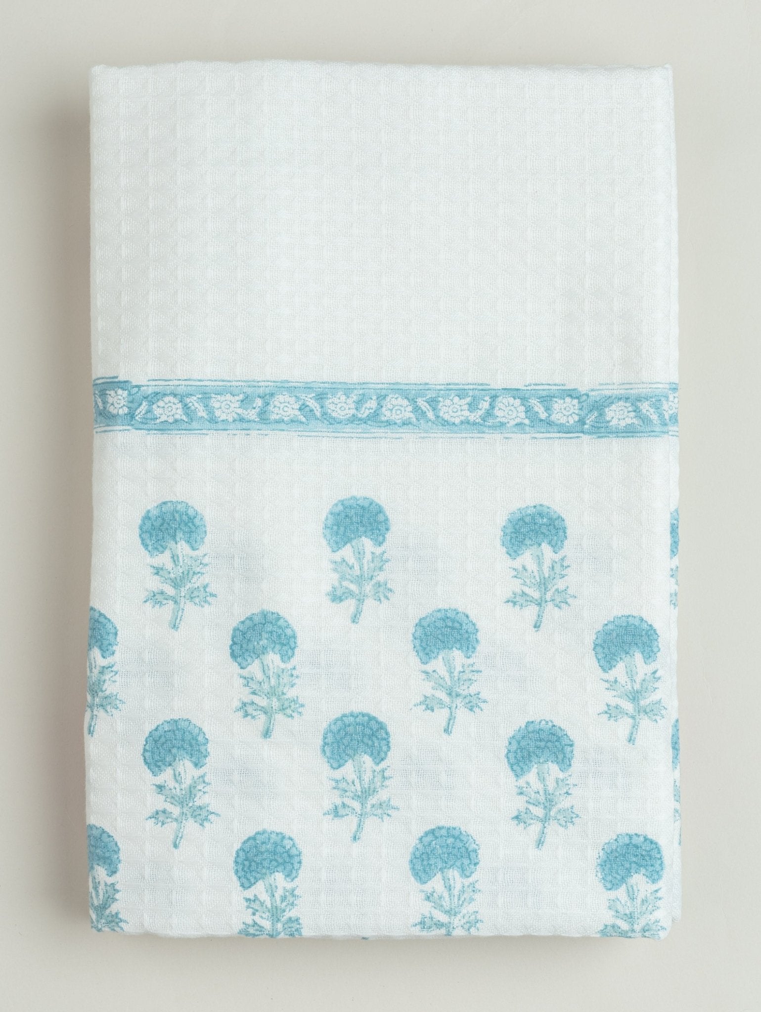 Cotton Block Printed Honeycomb Bath Towel - AINA