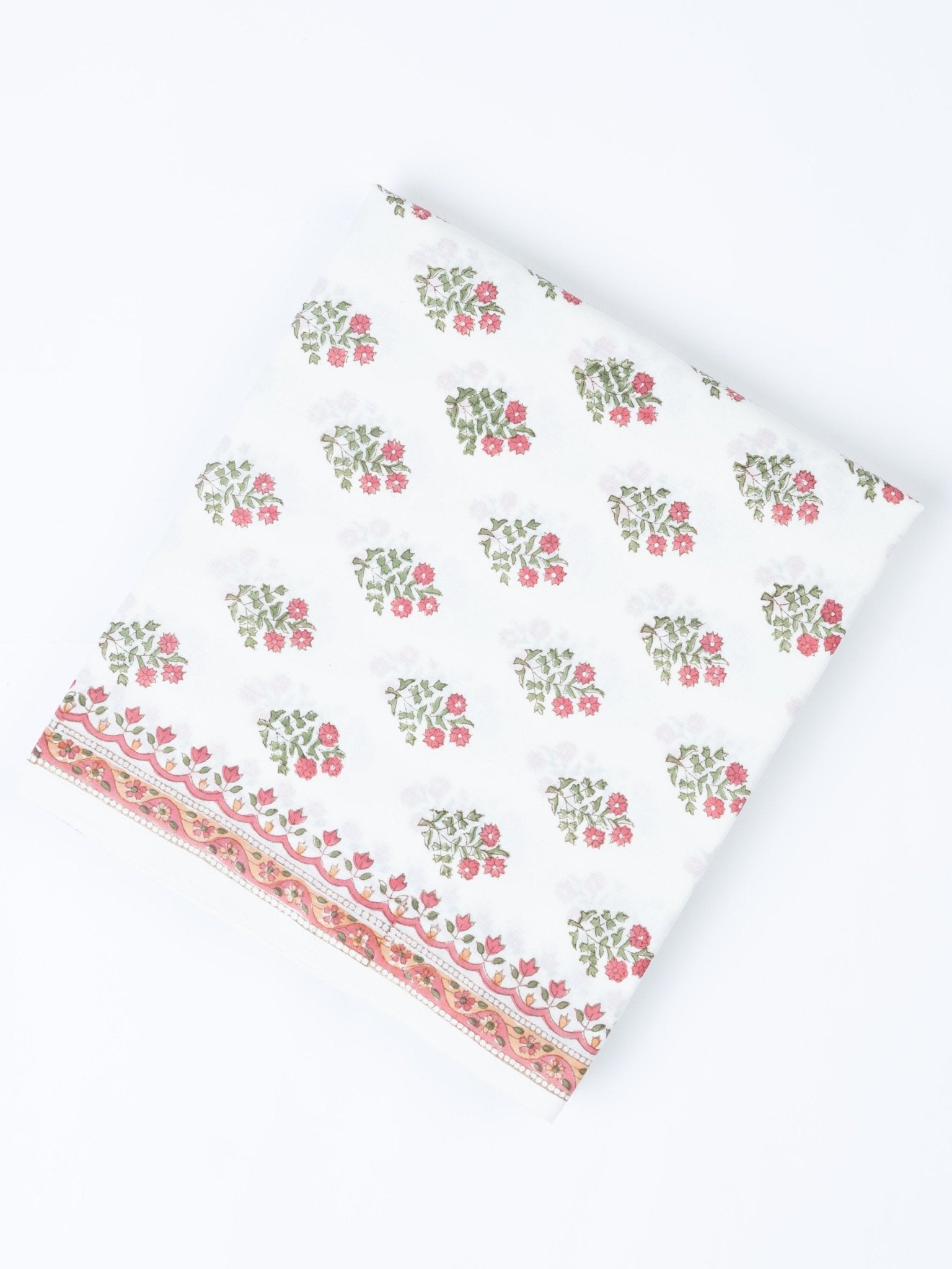 Cotton Block Printed Unstitched Suit Set - 3 Piece - AINA