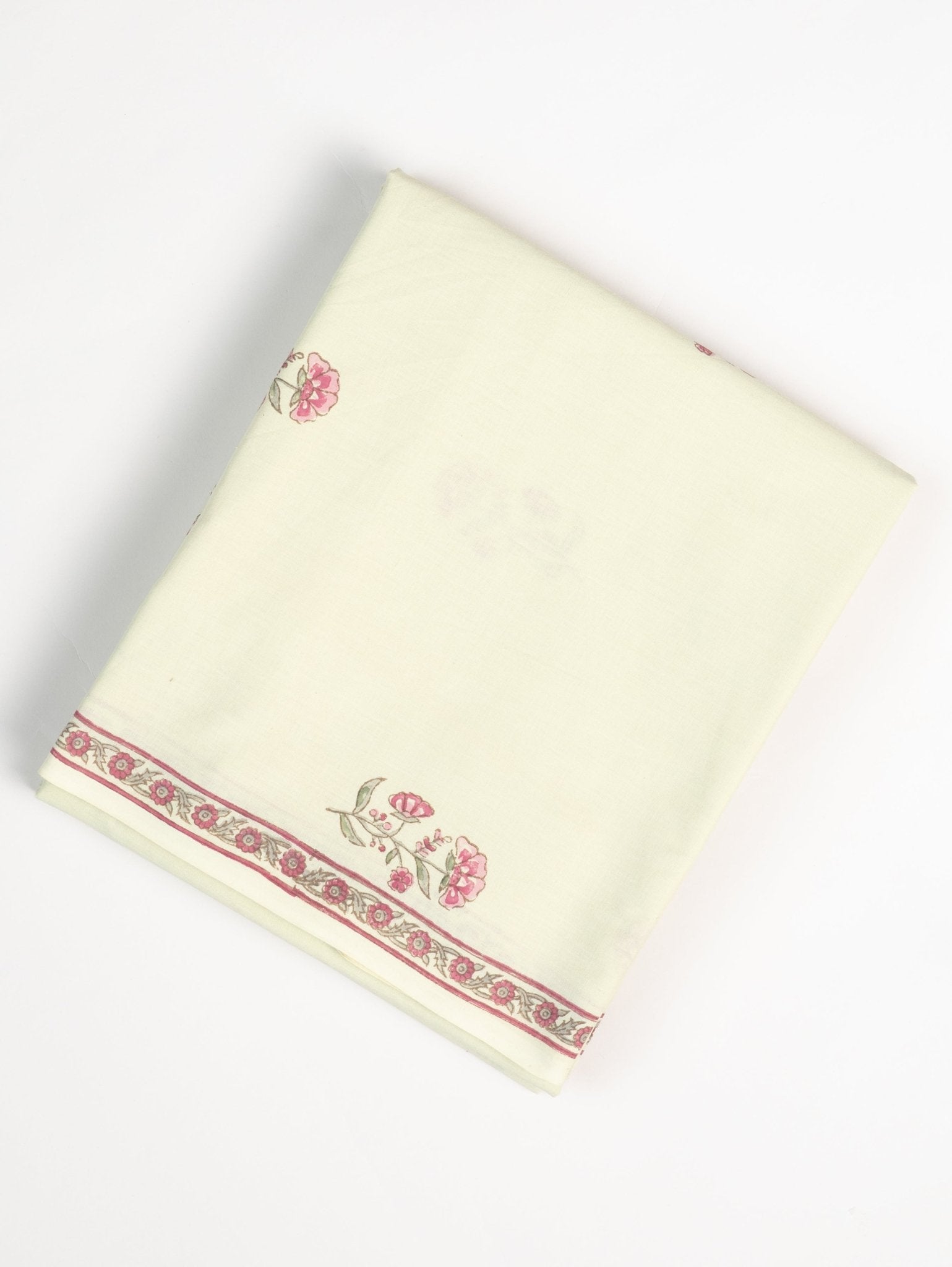 Cotton Block Printed Unstitched Suit Set - 3 Piece - AINA