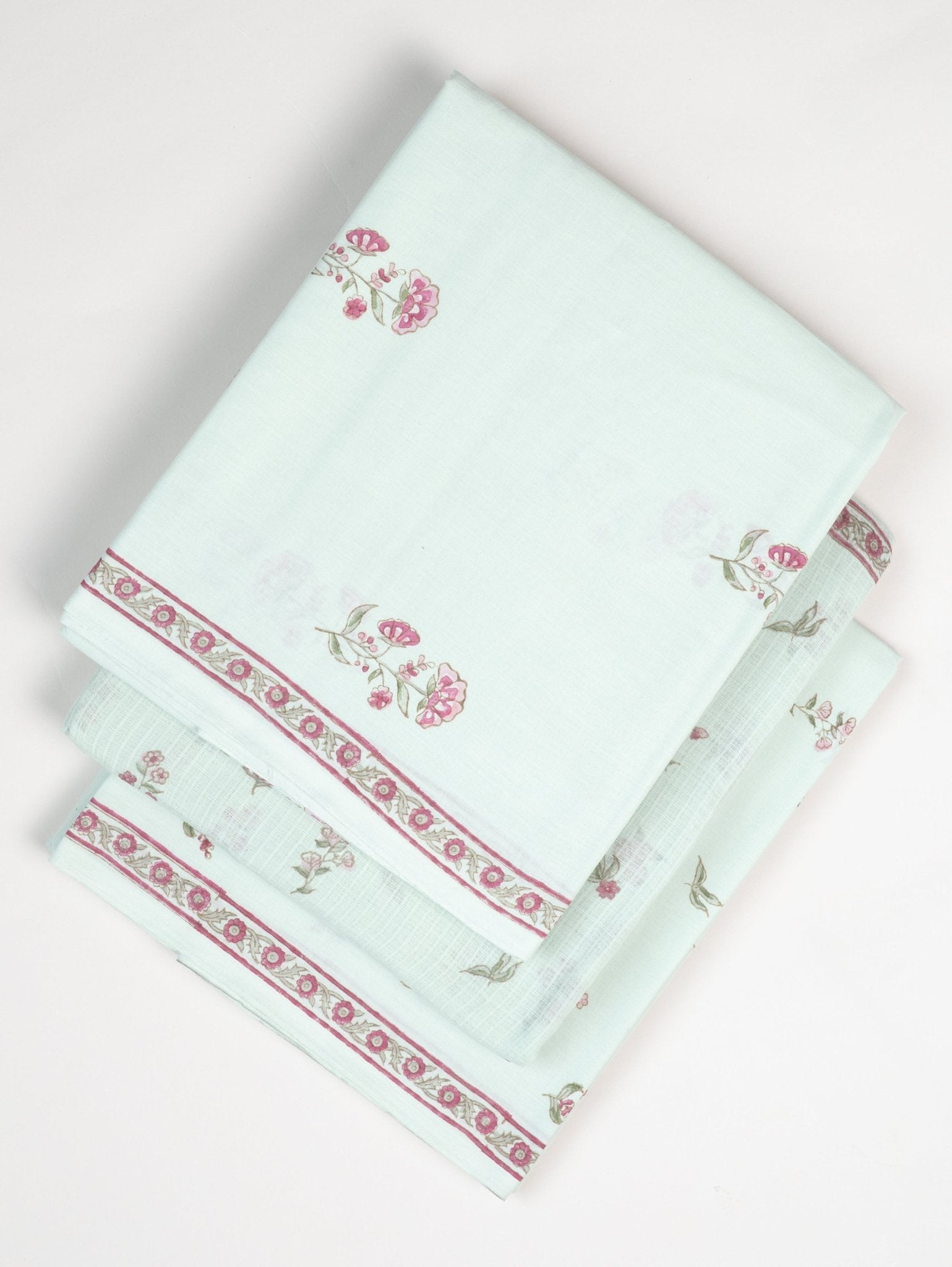 Cotton Block Printed Unstitched Suit Set - 3 Piece - AINA