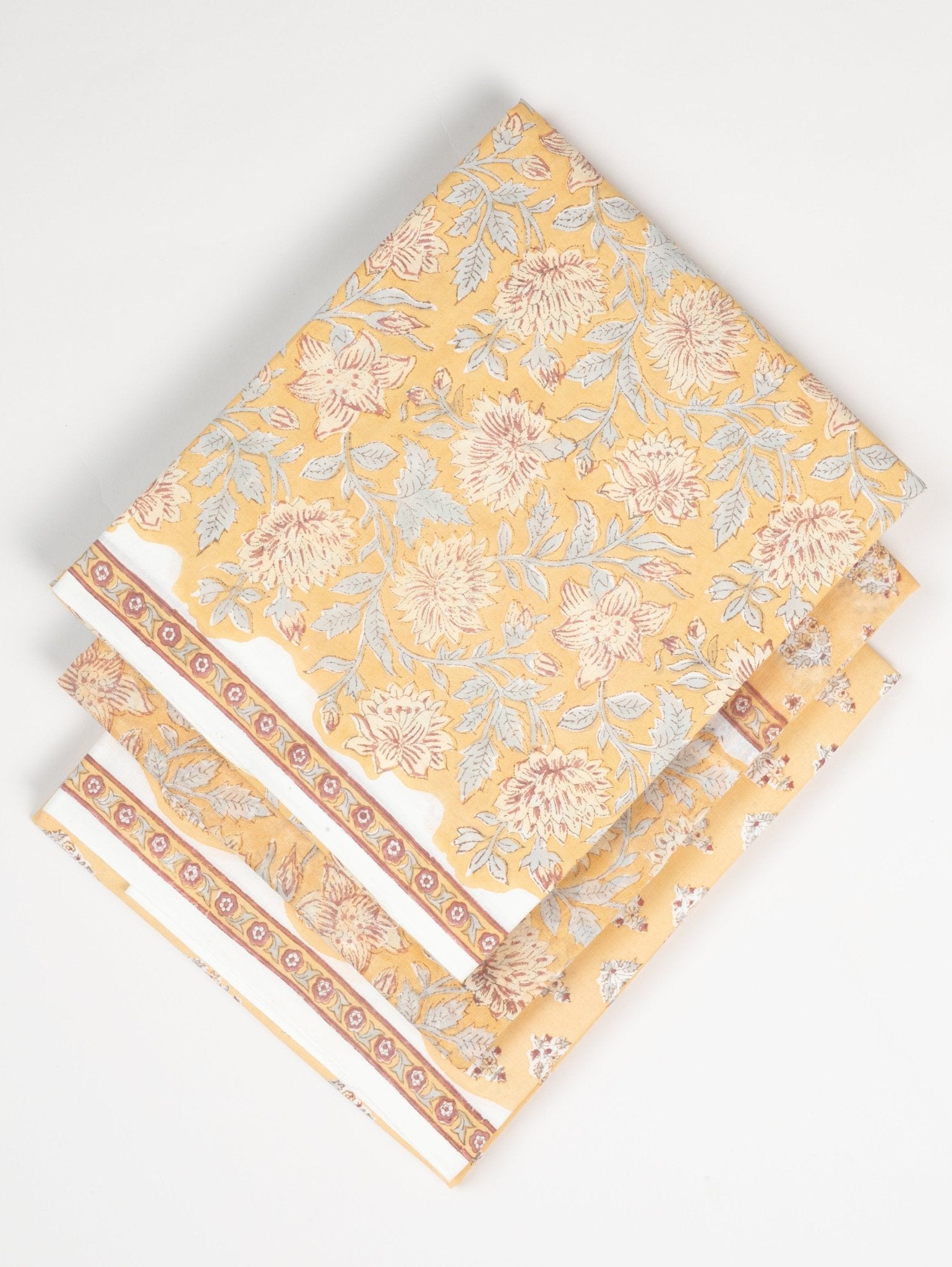 Cotton Block Printed Unstitched Suit Set - 3 Piece - AINA