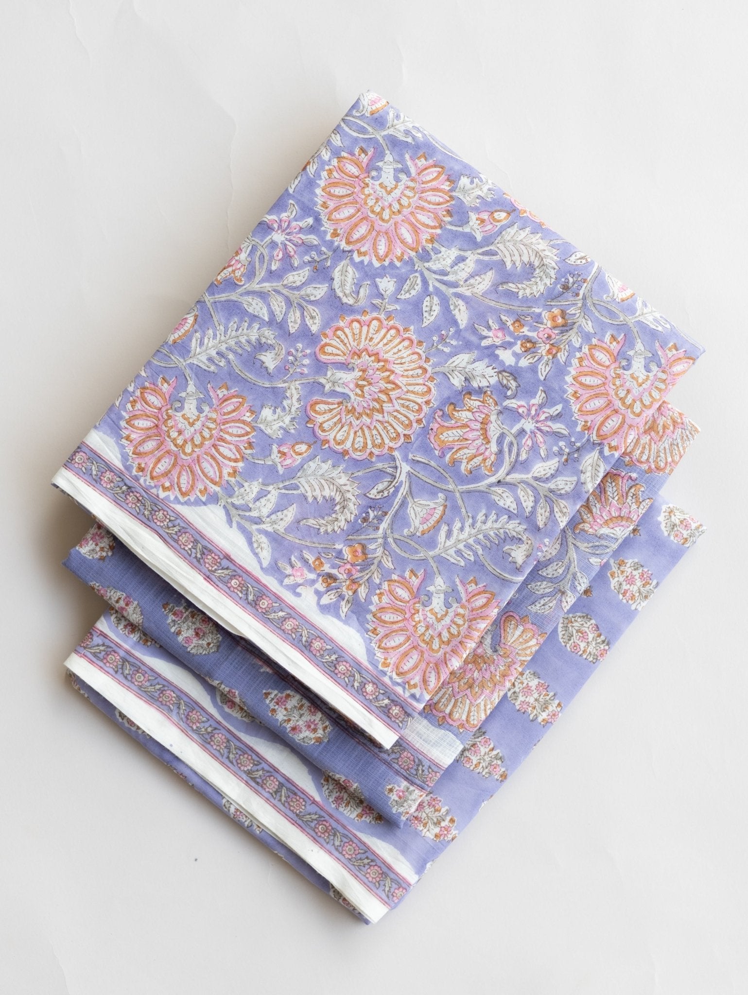 Cotton Block Printed Unstitched Suit Set - 3 Piece - AINA