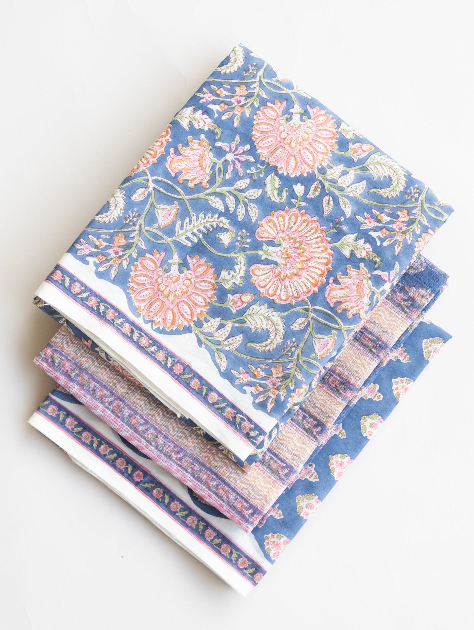 Cotton Block Printed Unstitched Suit Set - 3 Piece - AINA