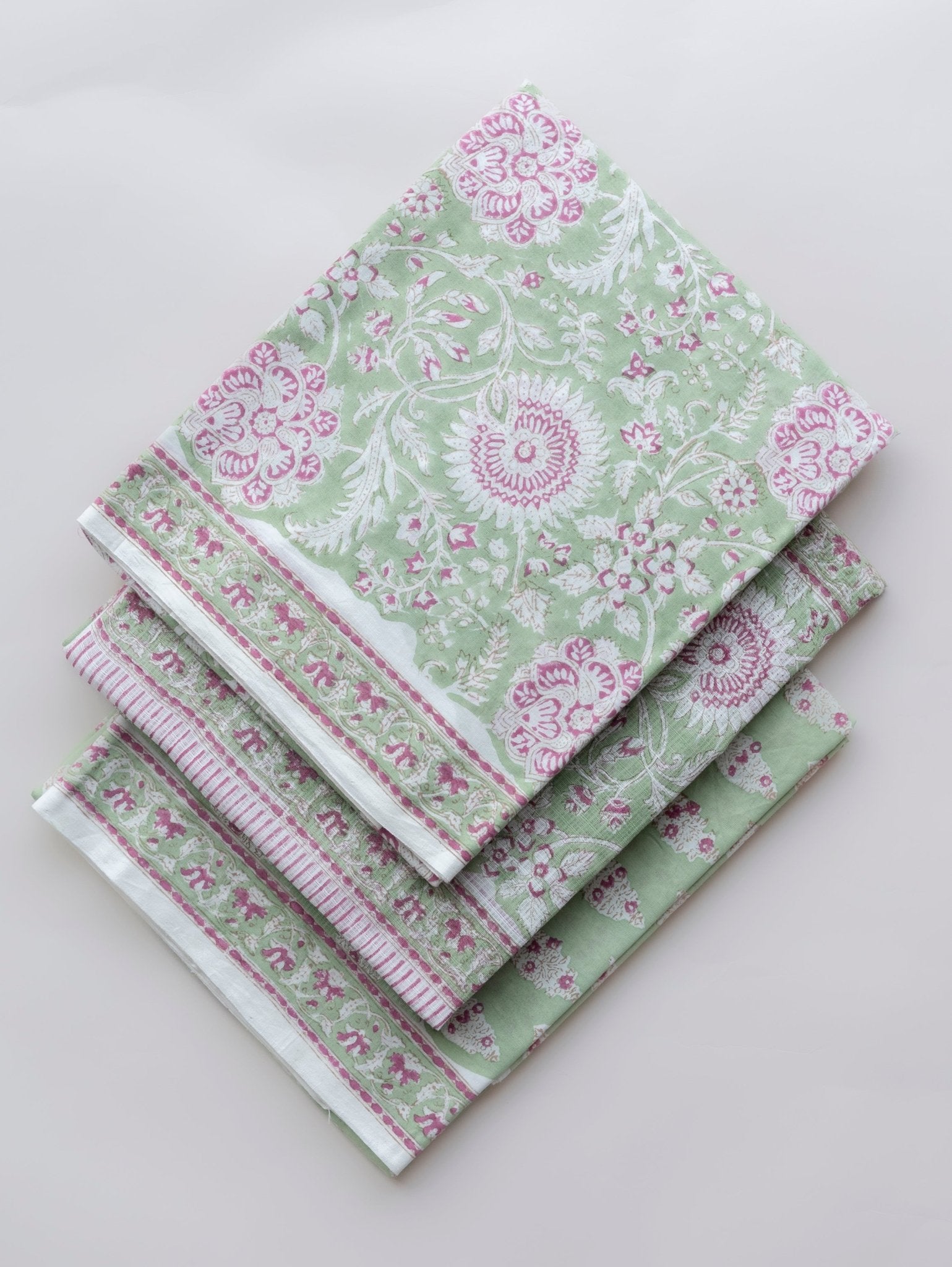 Cotton Block Printed Unstitched Suit Set - 3 Piece - AINA