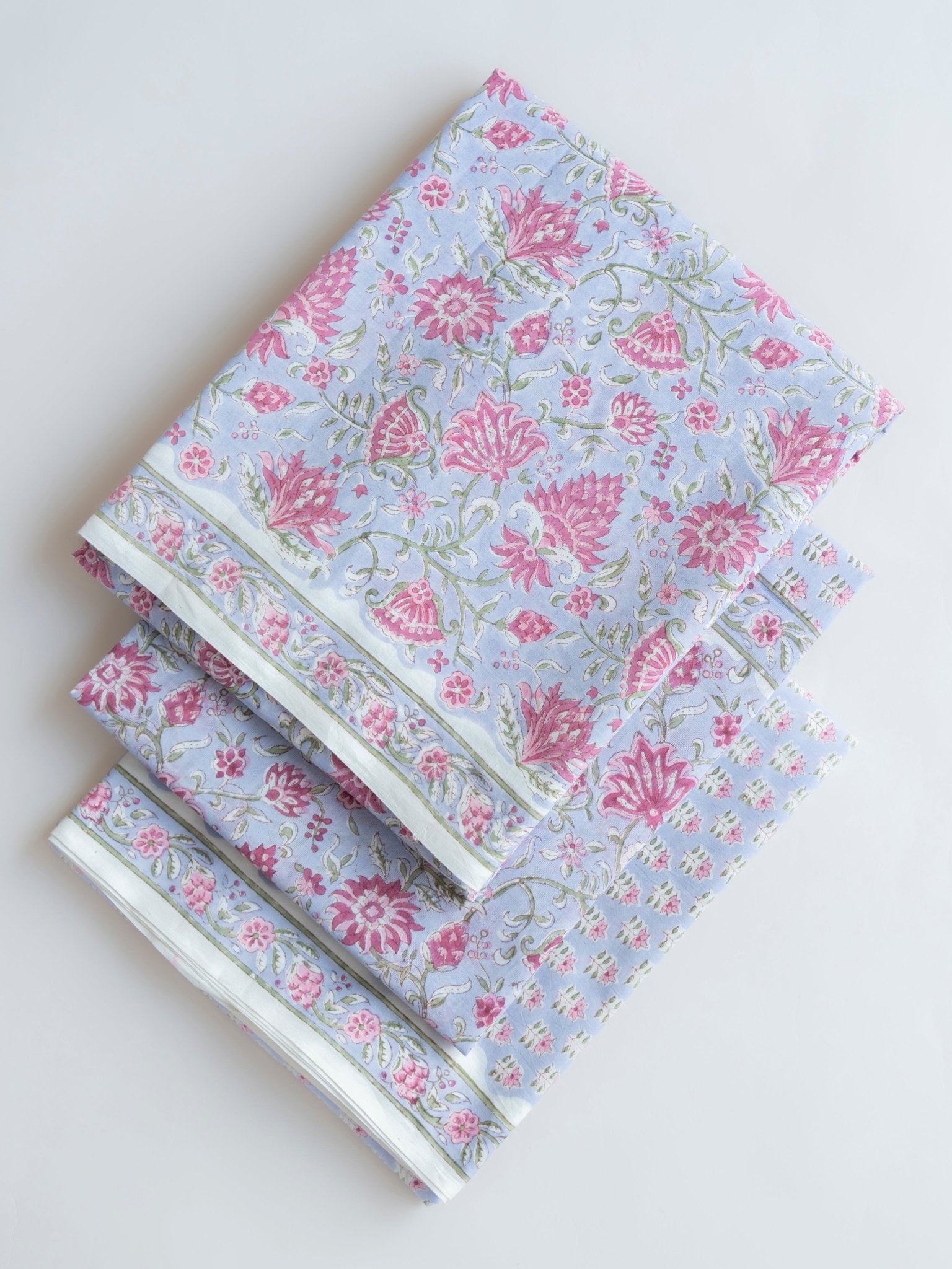 Cotton Block Printed Unstitched Suit Set - 3 Piece - AINA