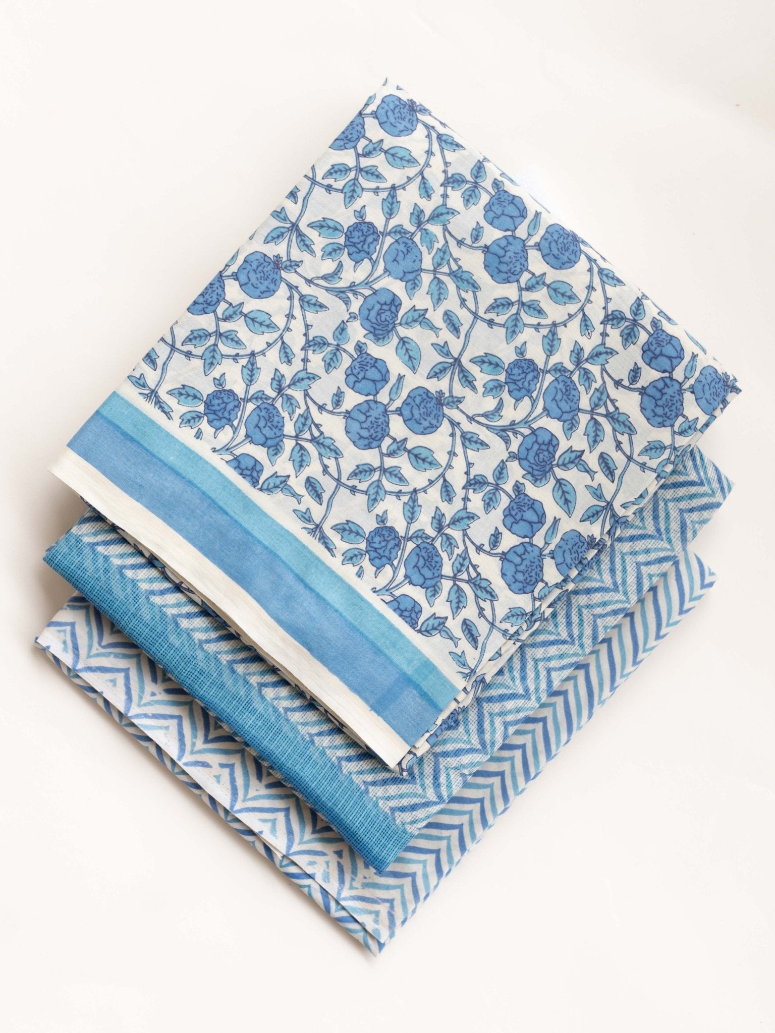 Cotton Mulmul Block Printed Unstitched Suit - 3 Piece - AINA