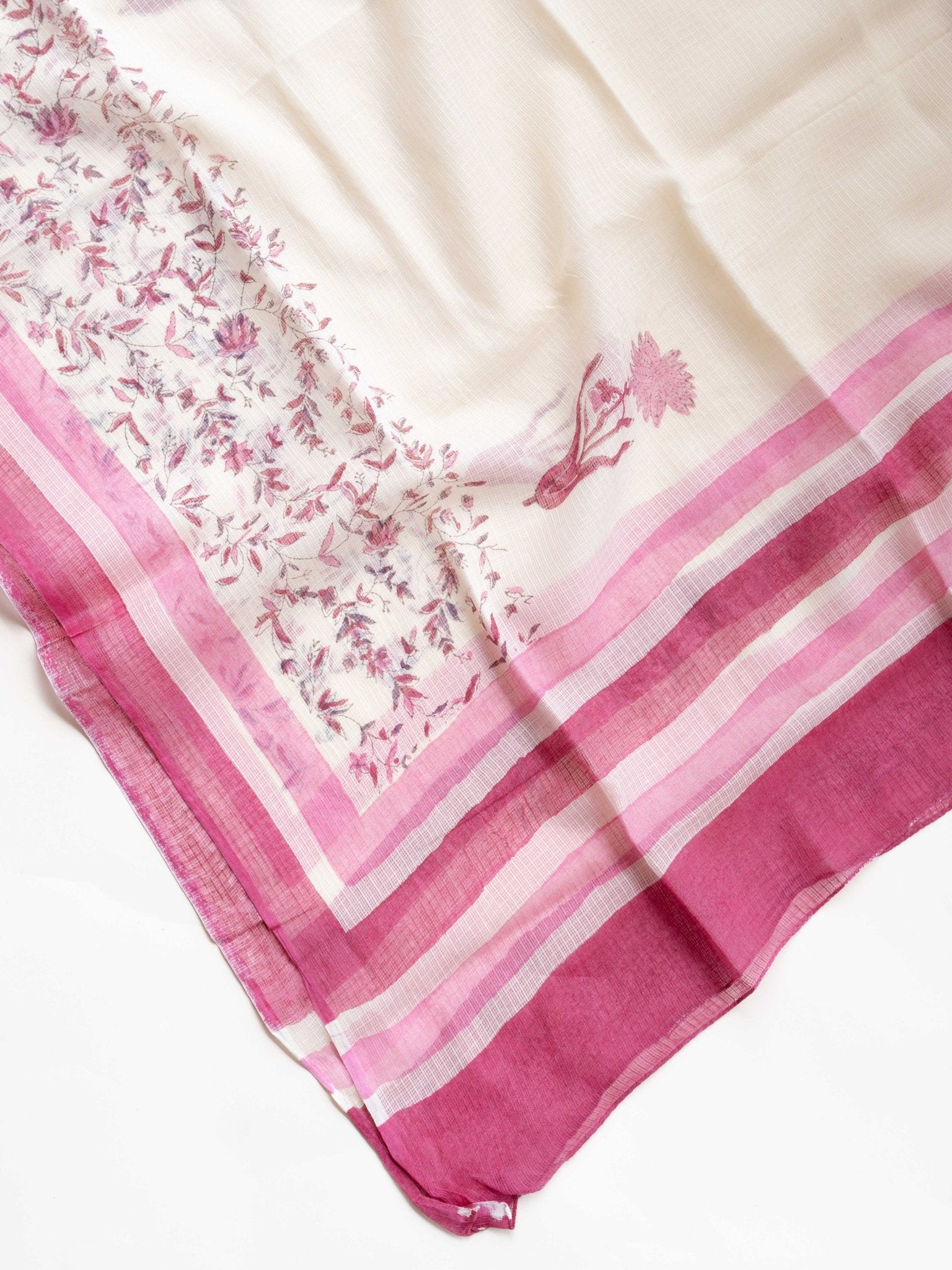 Cotton Mulmul Block Printed Unstitched Suit - 3 Piece - AINA