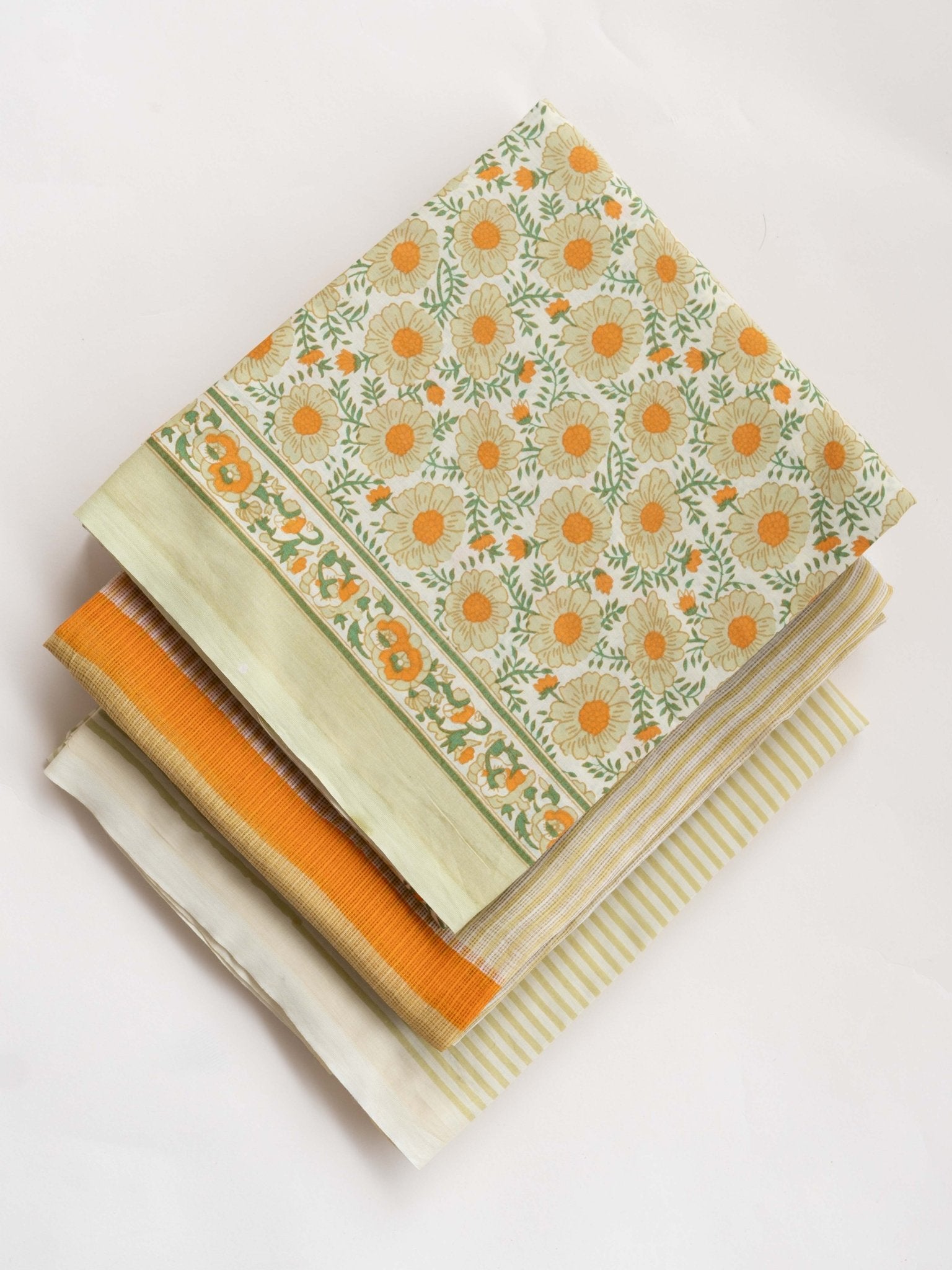 Cotton Mulmul Block Printed Unstitched Suit - 3 Piece - AINA