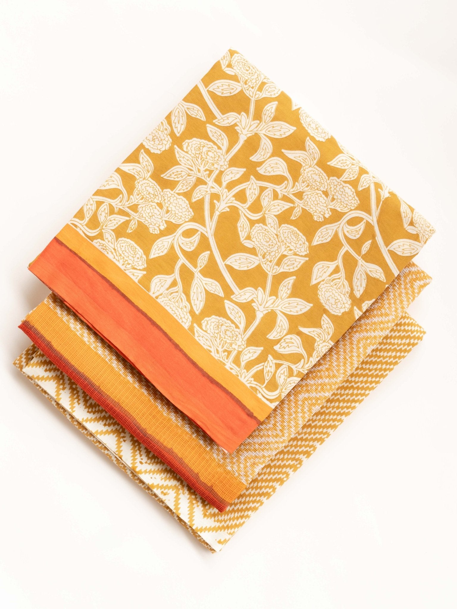 Cotton Mulmul Block Printed Unstitched Suit - 3 Piece - AINA