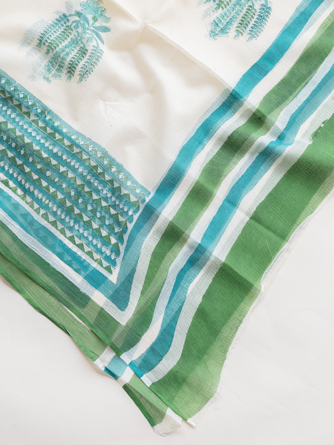 Cotton Mulmul Block Printed Unstitched Suit - 3 Piece - AINA