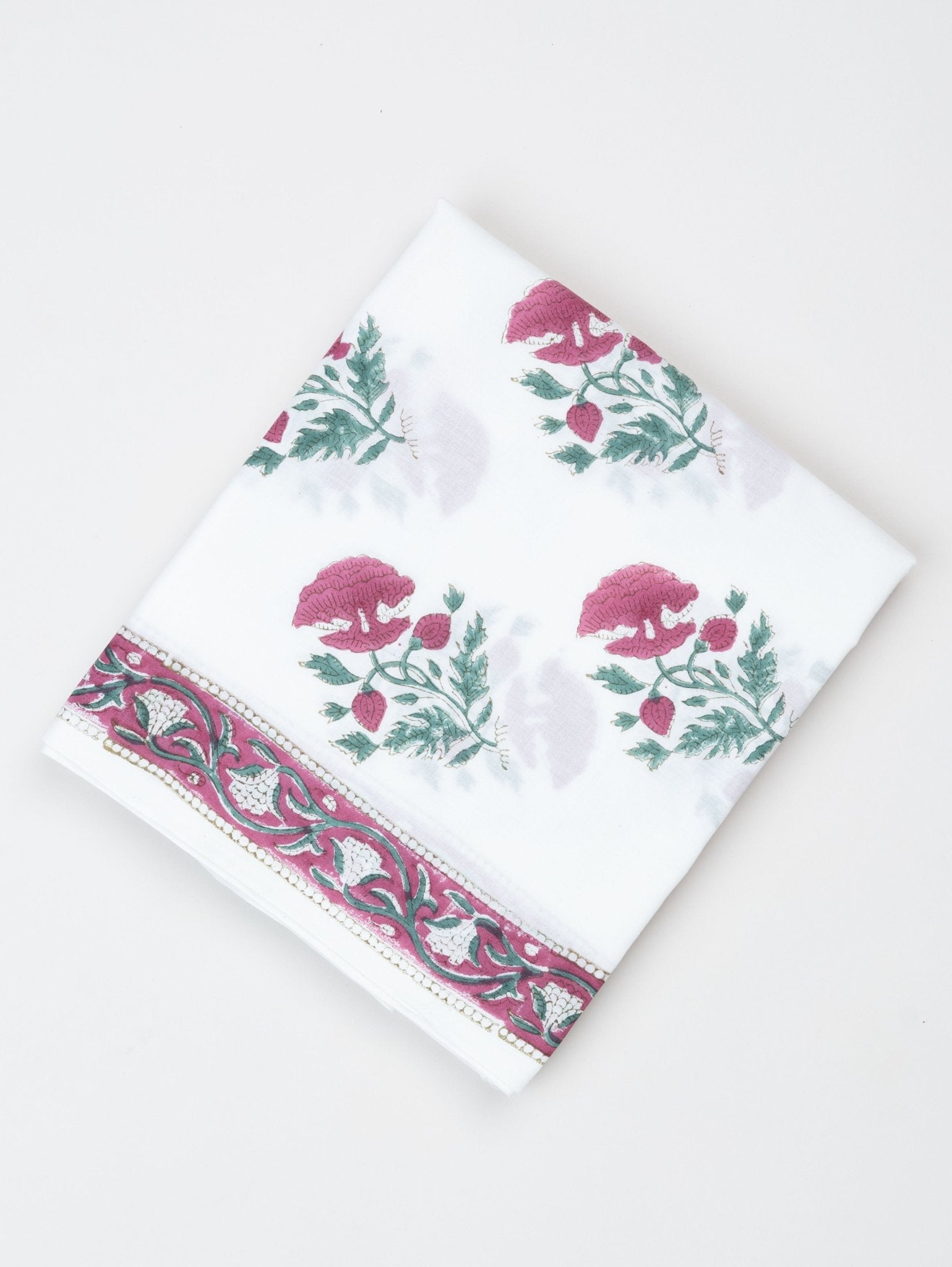 Cotton Mulmul Block Printed Unstitched Suit Set - 3 Piece - AINA
