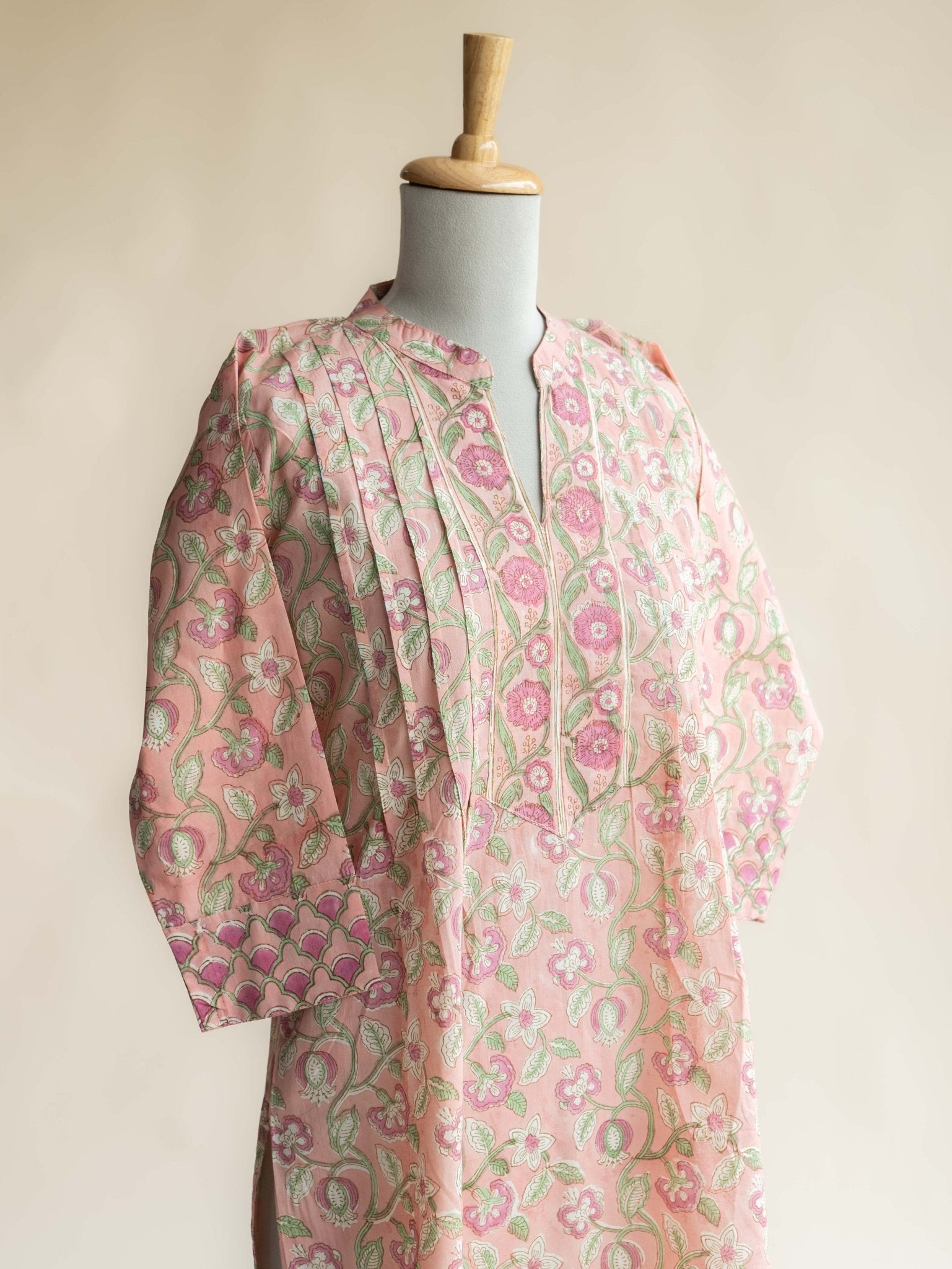Daniya Cotton Block Printed Straight Kurta - AINA