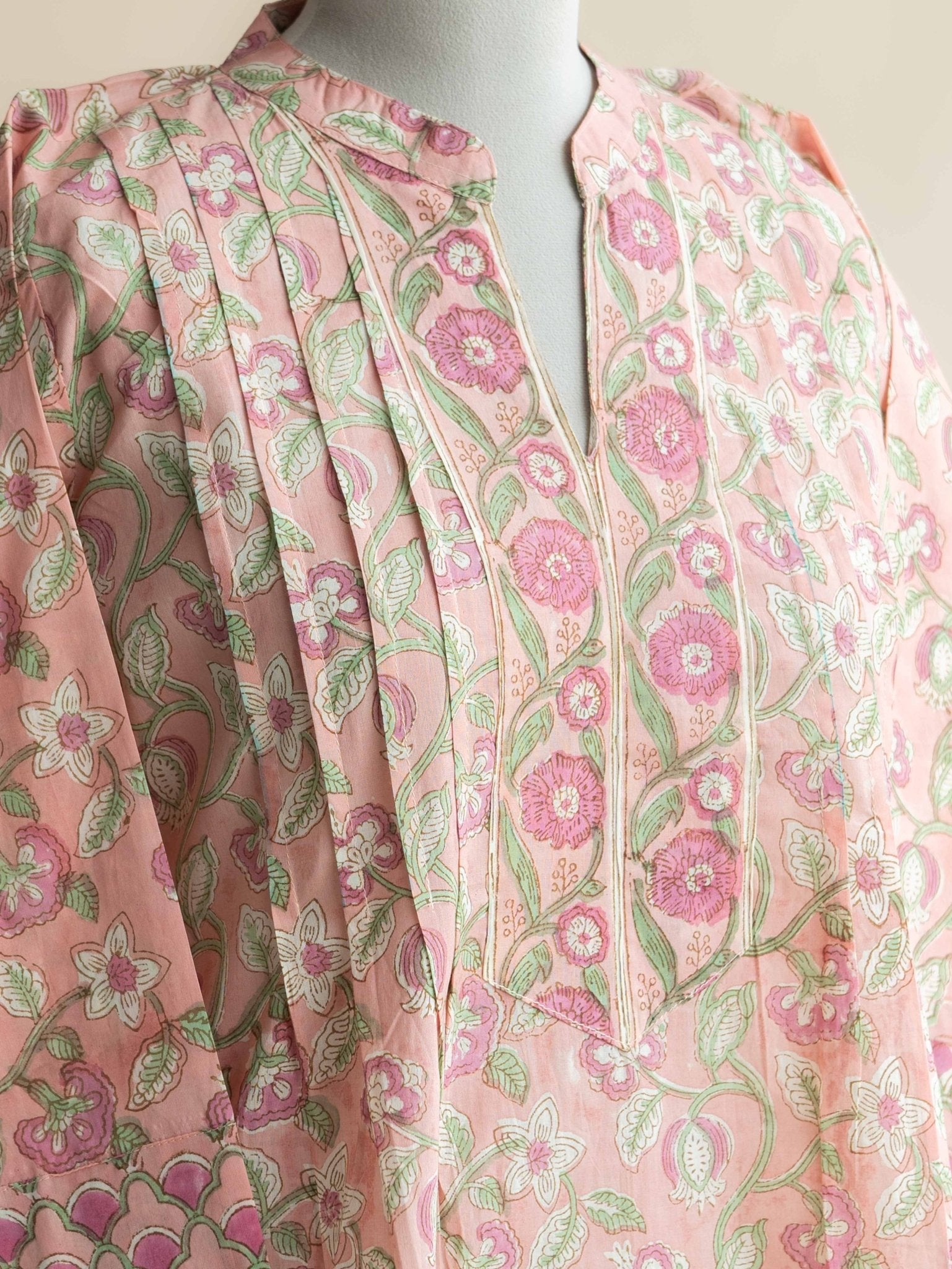 Daniya Cotton Block Printed Straight Kurta - AINA