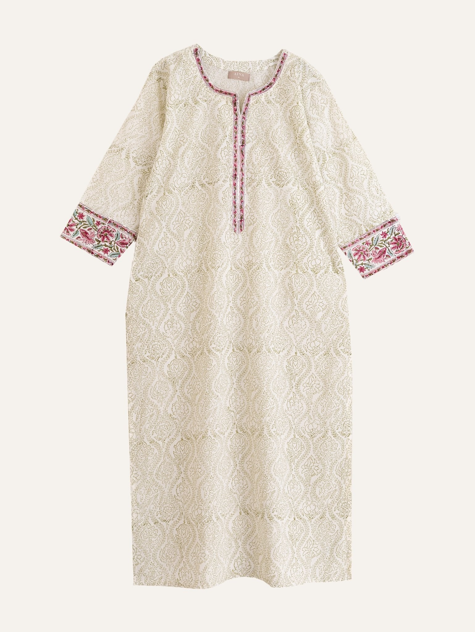 Darshi Cotton Block Printed Straight Kurta - AINA