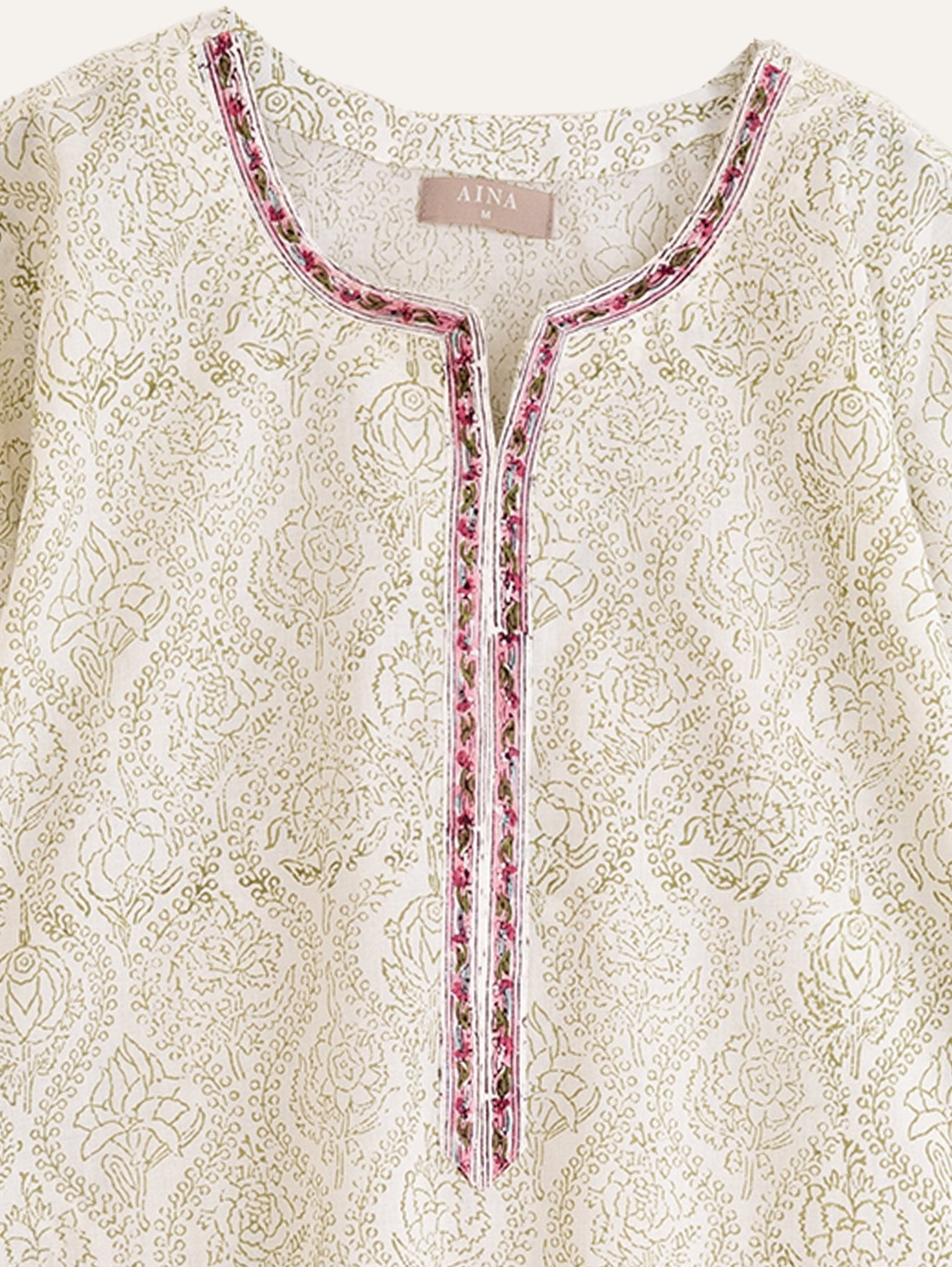 Darshi Cotton Block Printed Straight Kurta - AINA