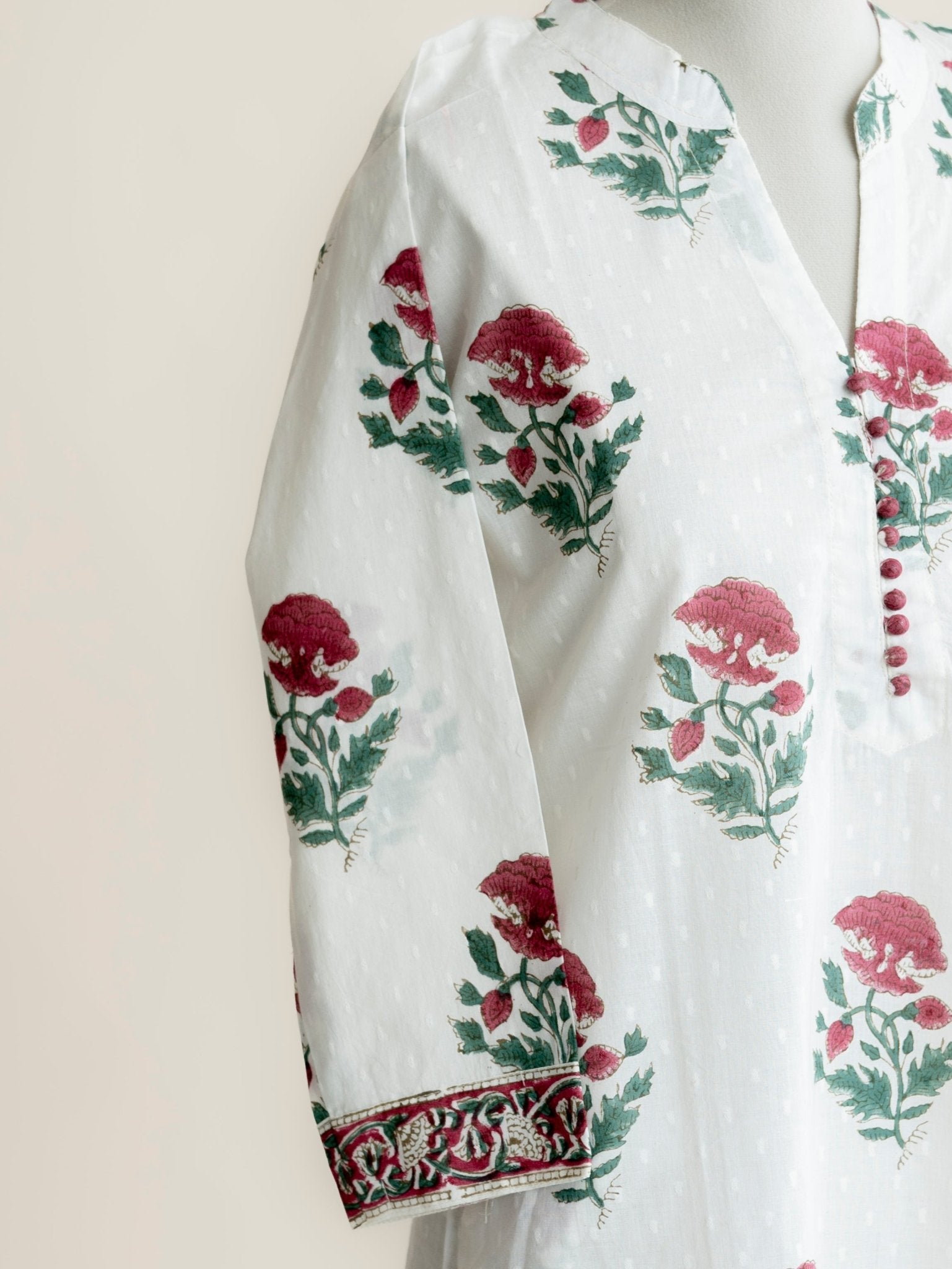 Darshi Cotton Dobby Block Printed Straight Kurta - AINA