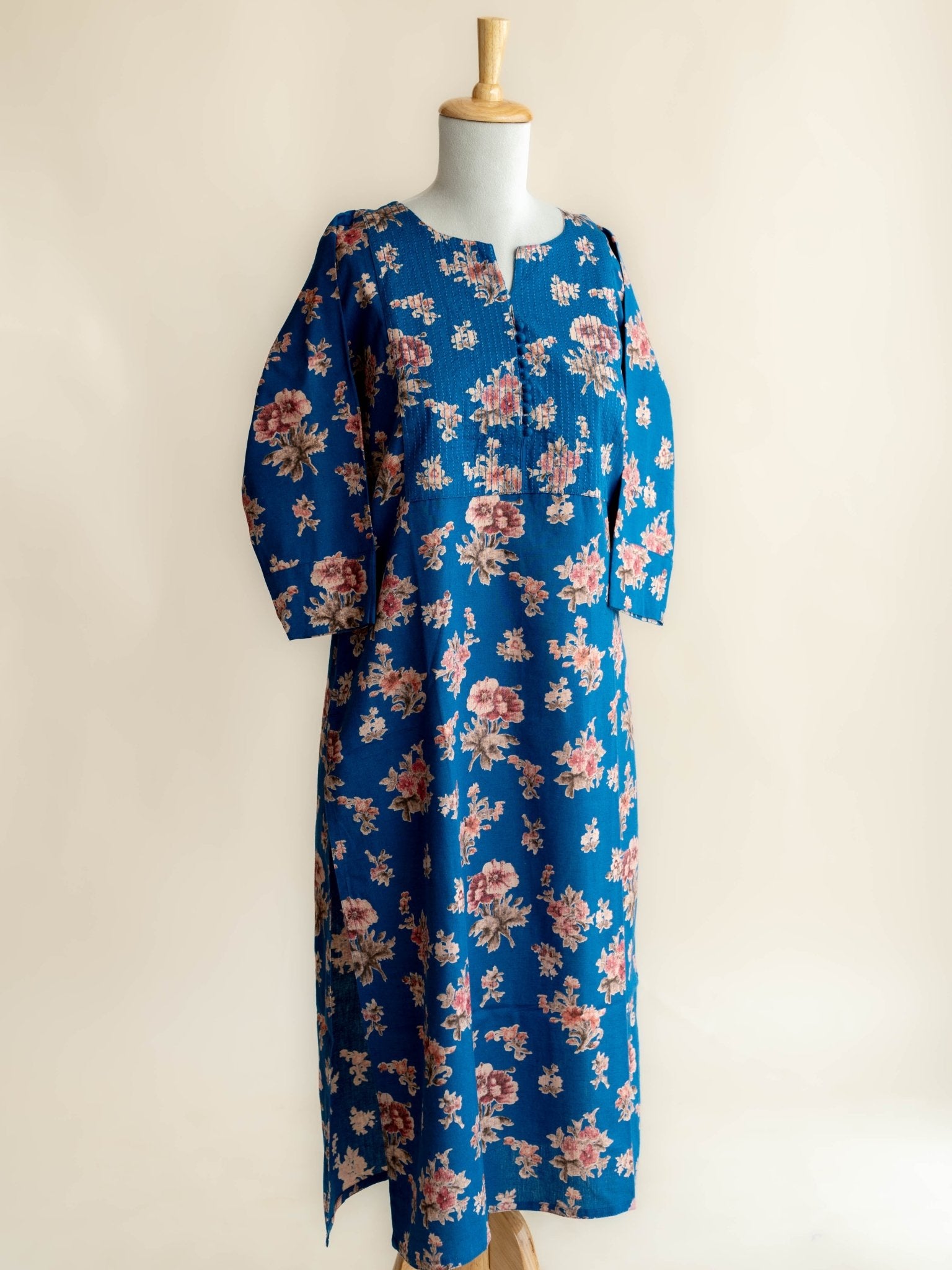 Darshini Cotton Flax Printed Straight Kurta - AINA