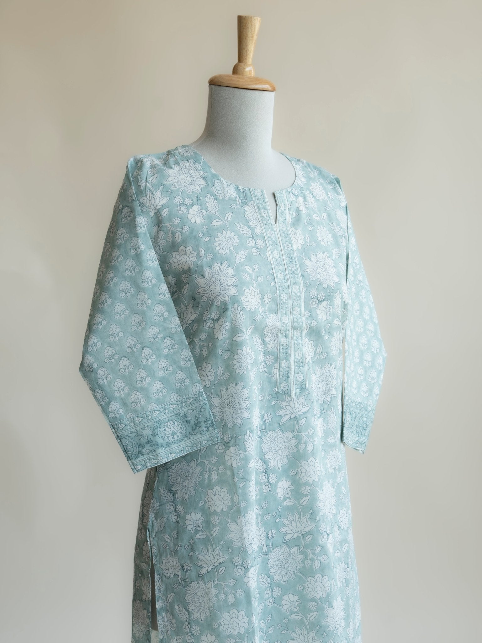 Deeva Cotton Block Printed Straight Kurta - AINA