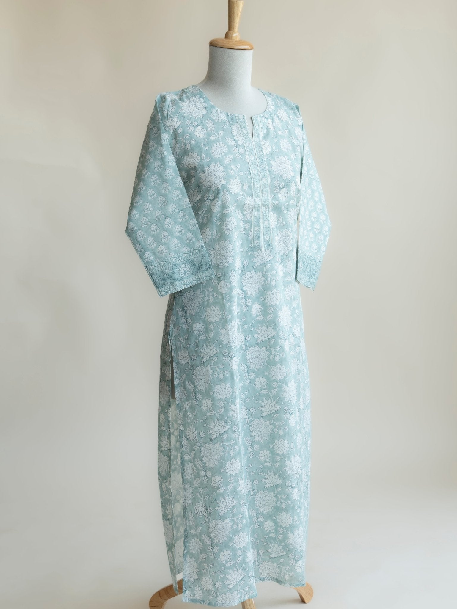 Deeva Cotton Block Printed Straight Kurta - AINA