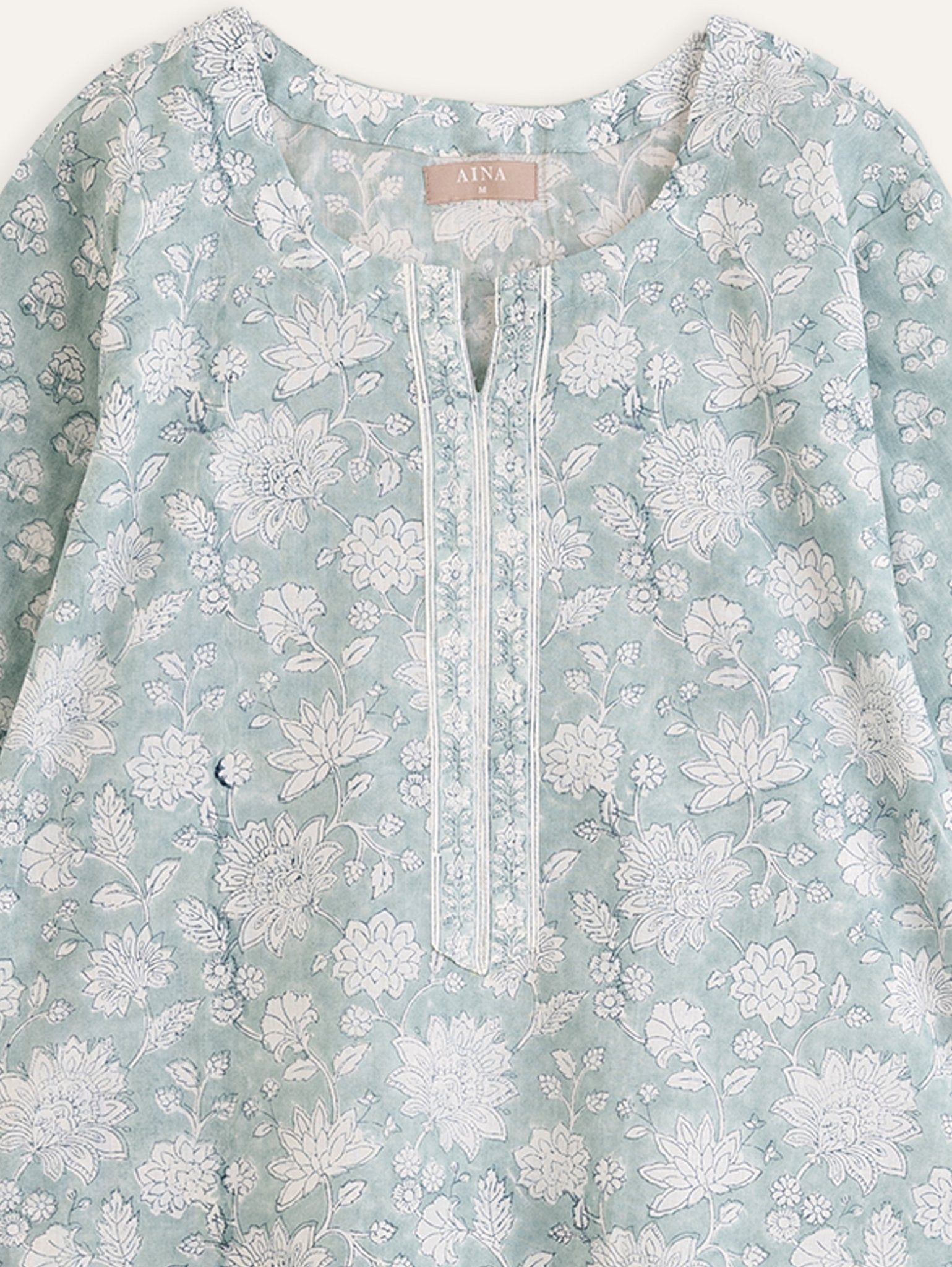 Deeva Cotton Block Printed Straight Kurta - AINA