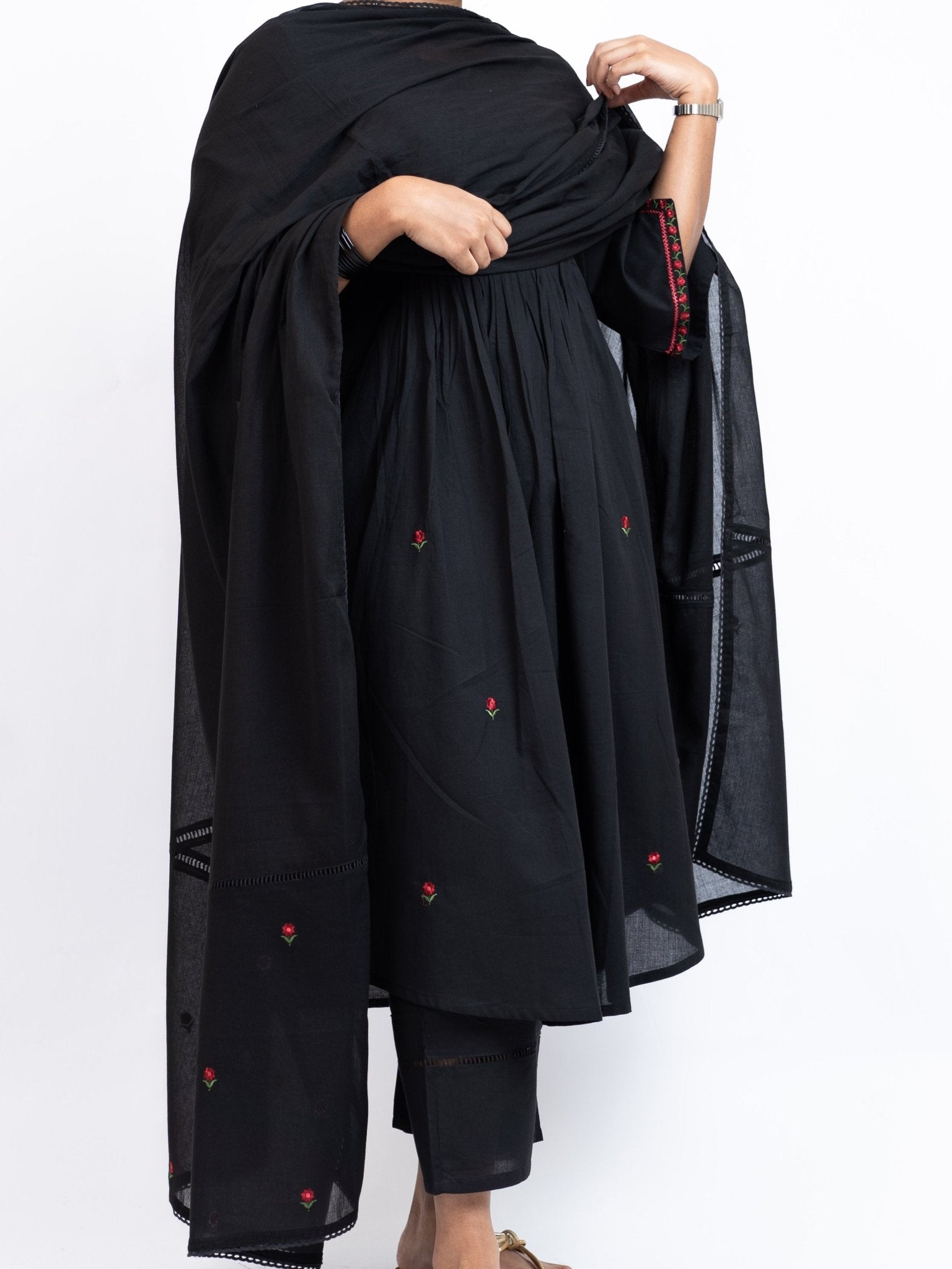 Devina Cotton Embroidered A - Line Suit Set - AINA
