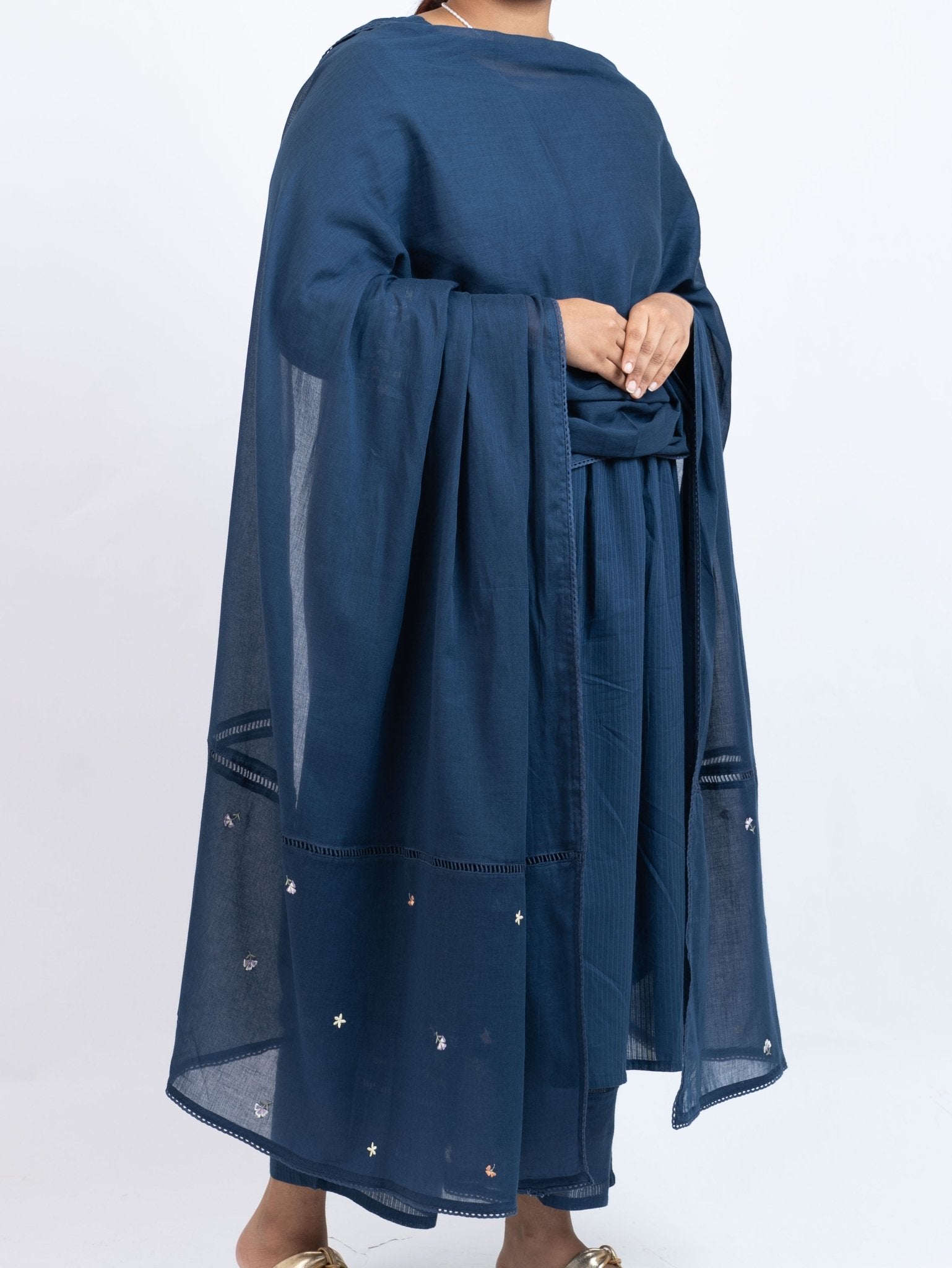 Devna Cotton Embroidered A - Line Suit Set - AINA