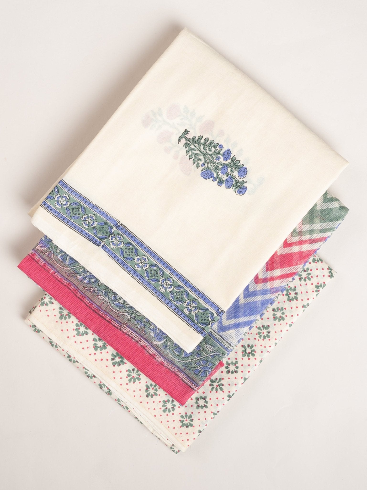 Dhana Cotton Block Printed Unstitched Suit Set - 3 Piece - AINA