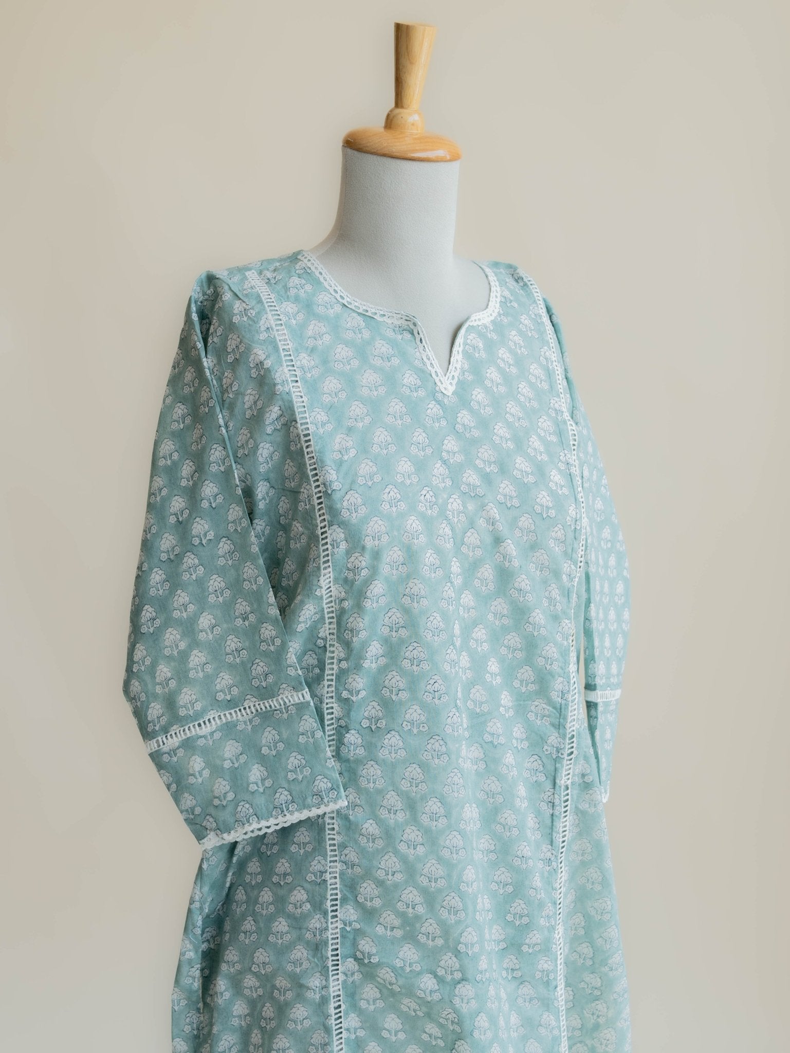 Dhwani Cotton Block Printed Straight Kurta - AINA