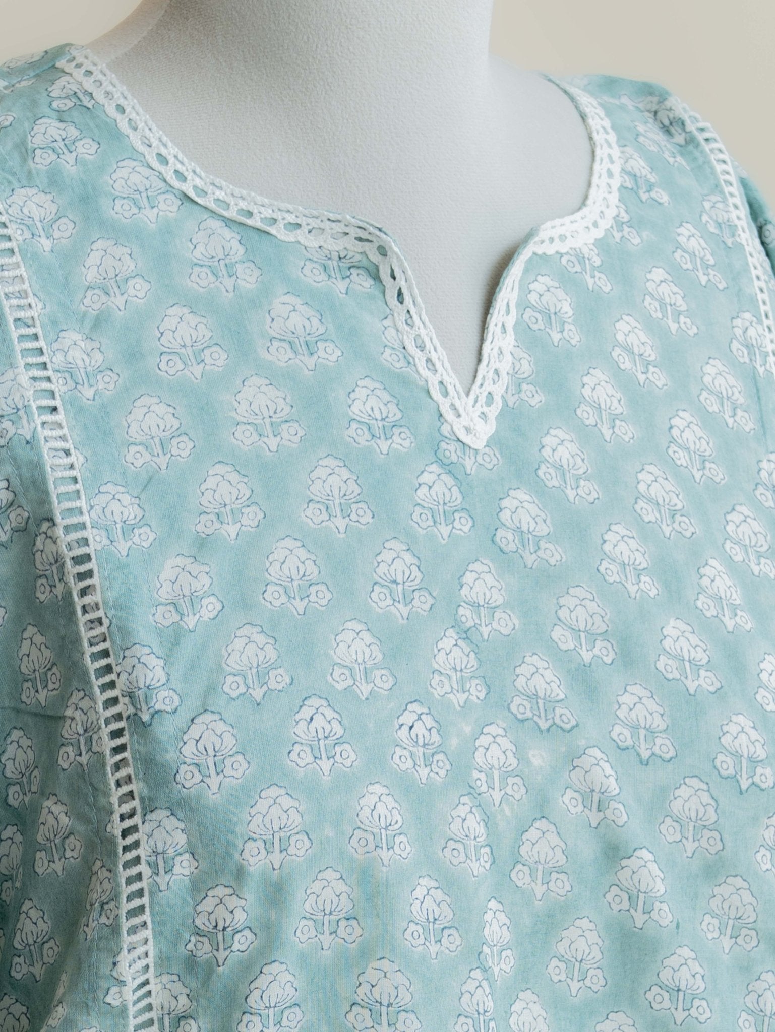 Dhwani Cotton Block Printed Straight Kurta - AINA