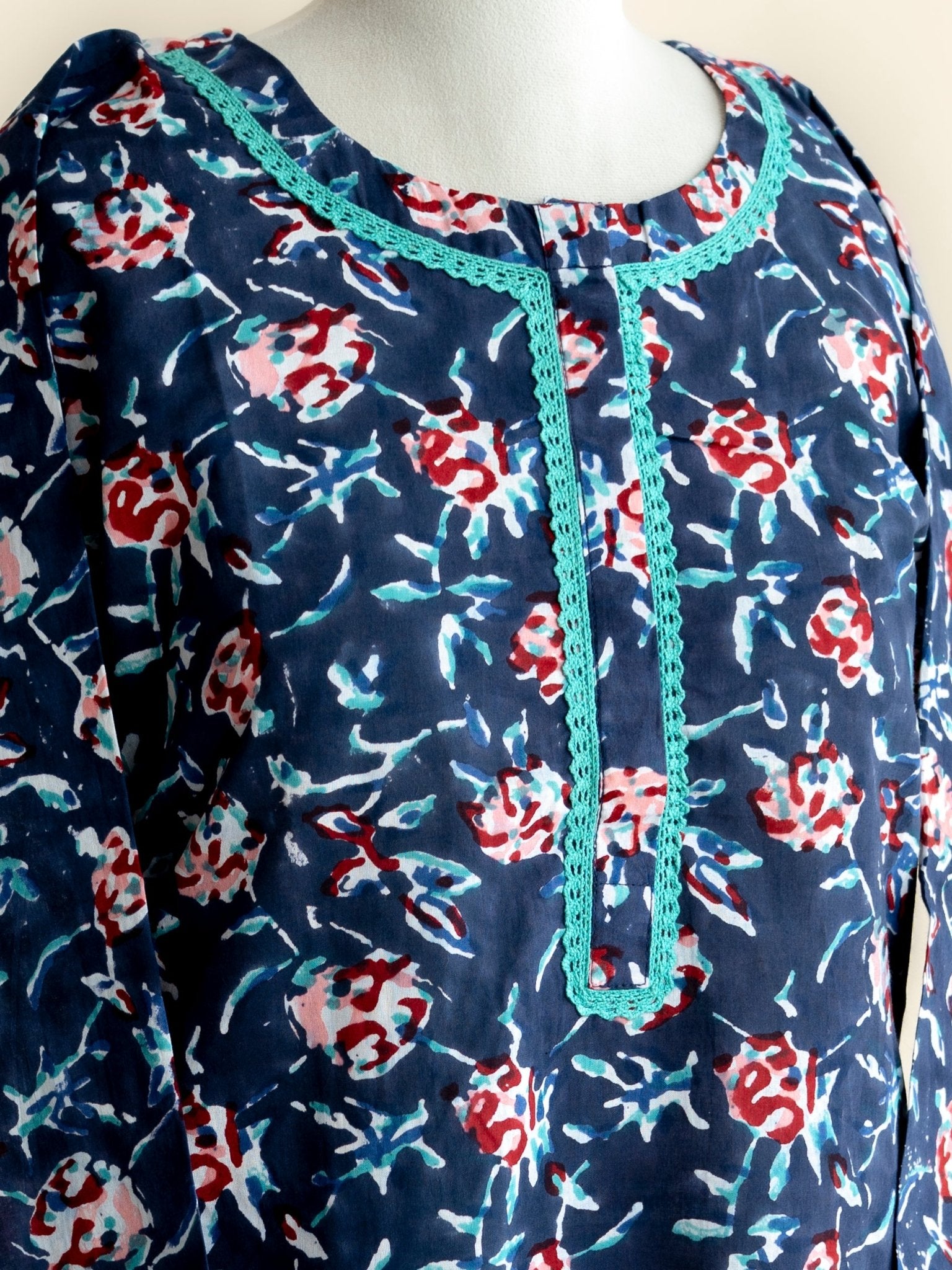 Dichen Cotton Block Printed Straight Kurta - AINA