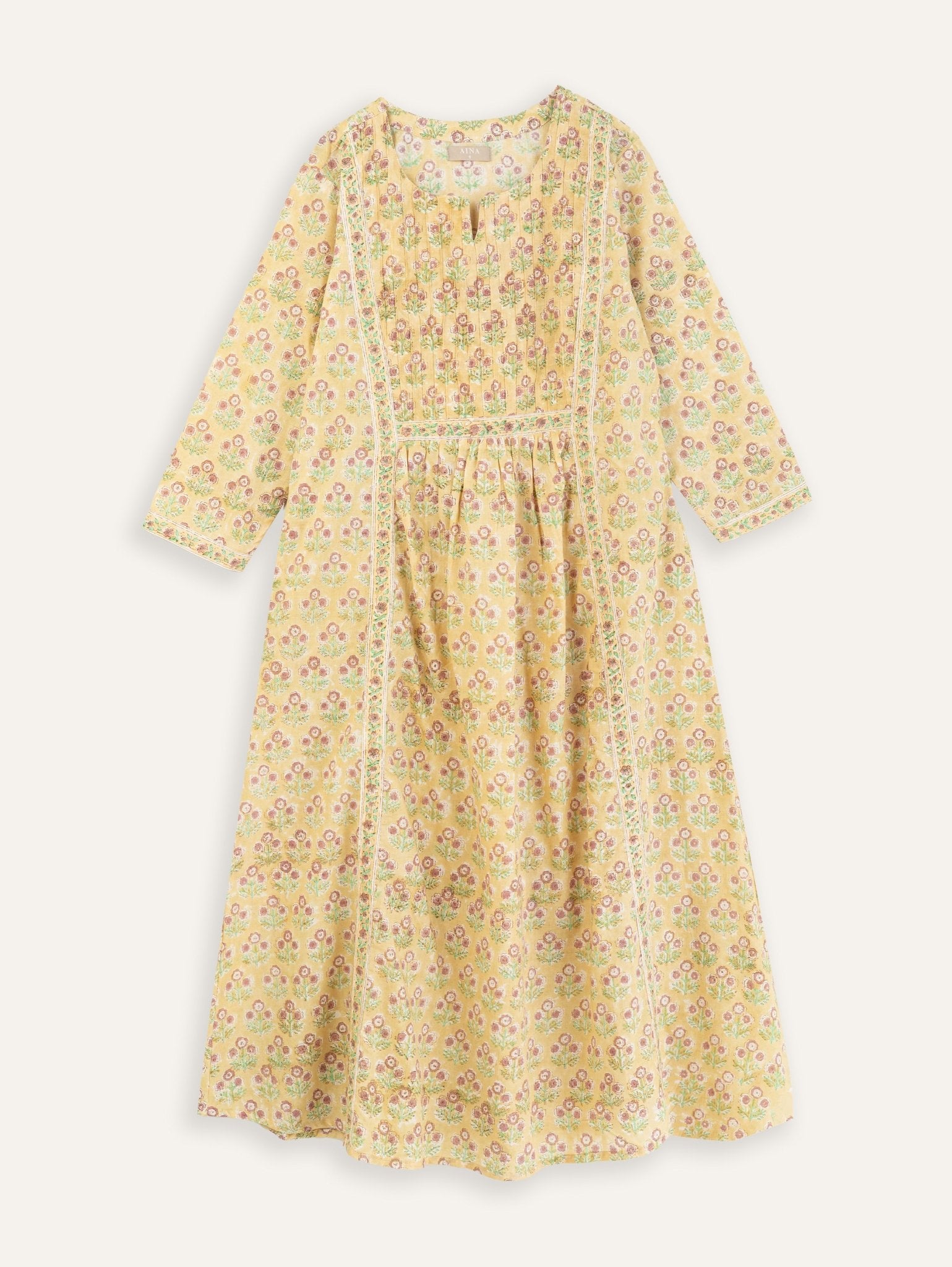 Dina Cotton Block Printed A Line Kurta - AINA