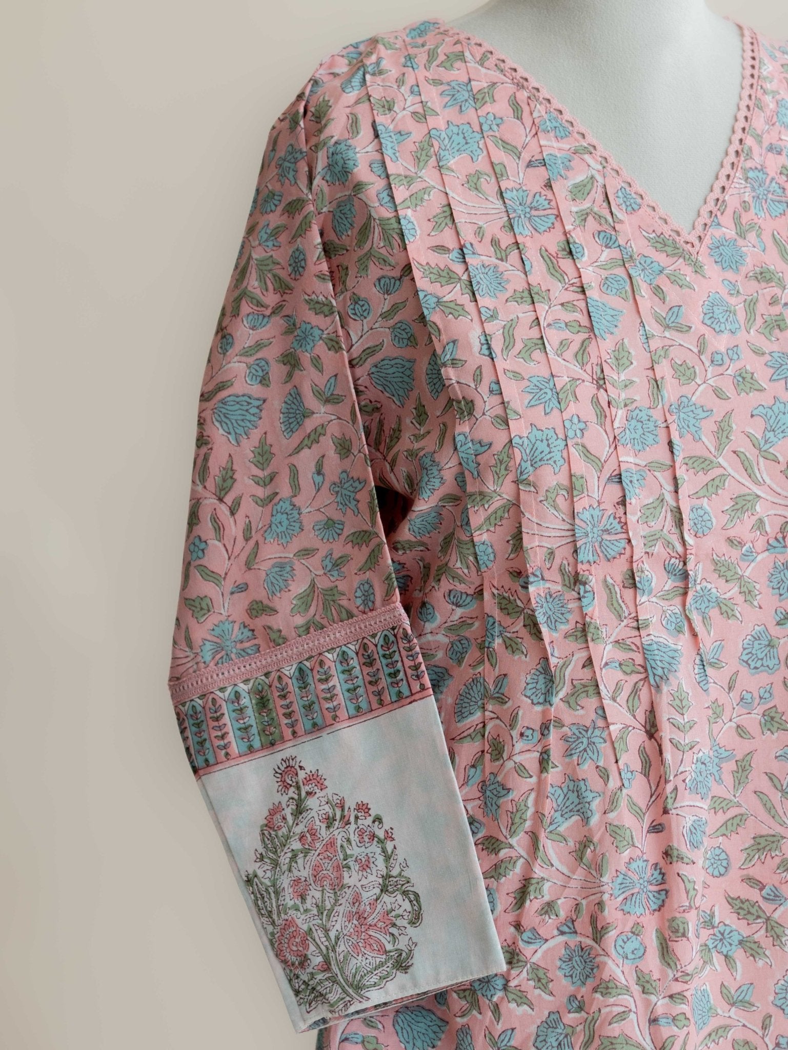 Diva Cotton Block Printed A - Line Kurta - AINA