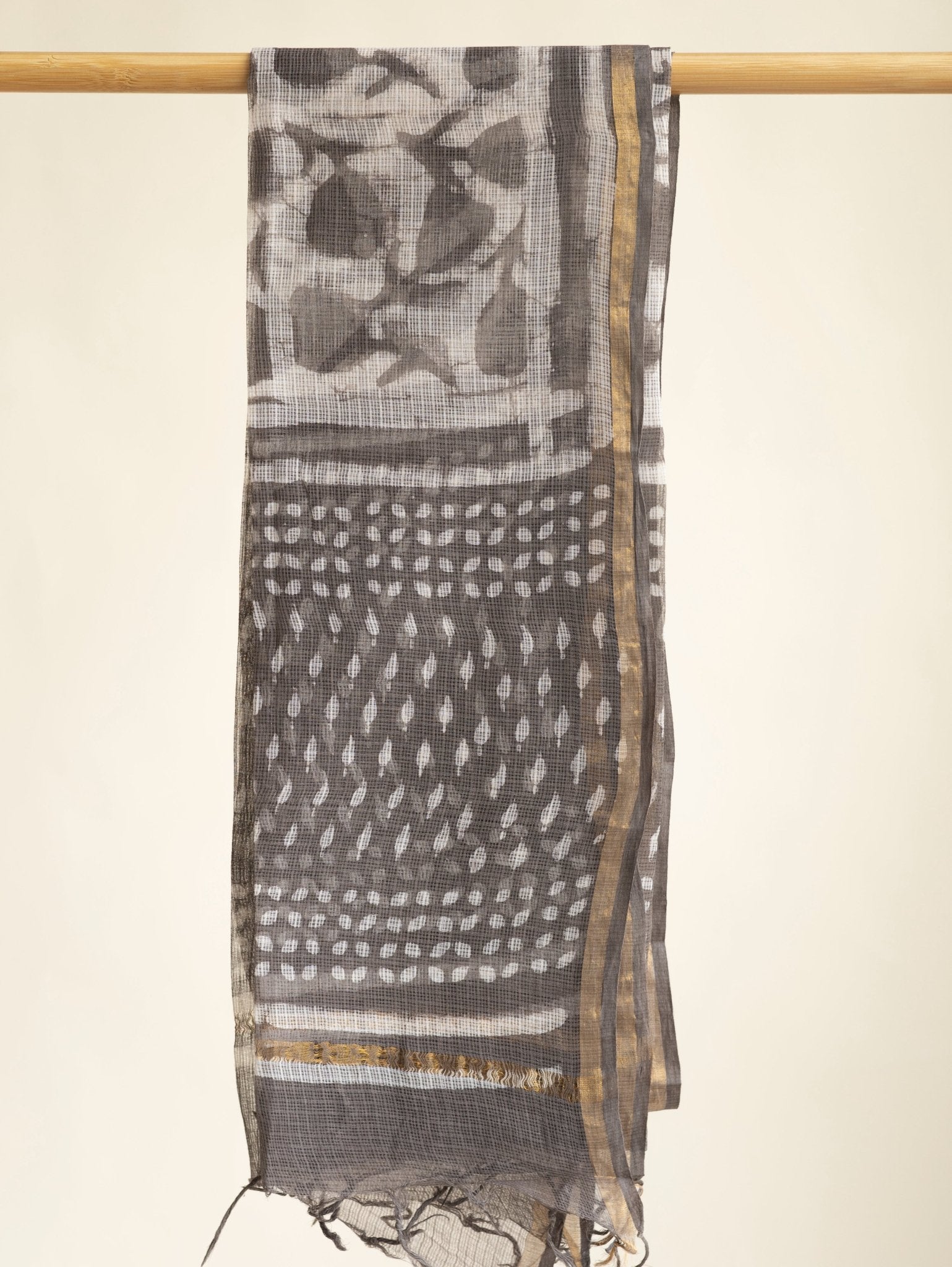 Divah Kota Doria Block Printed Dupatta - AINA