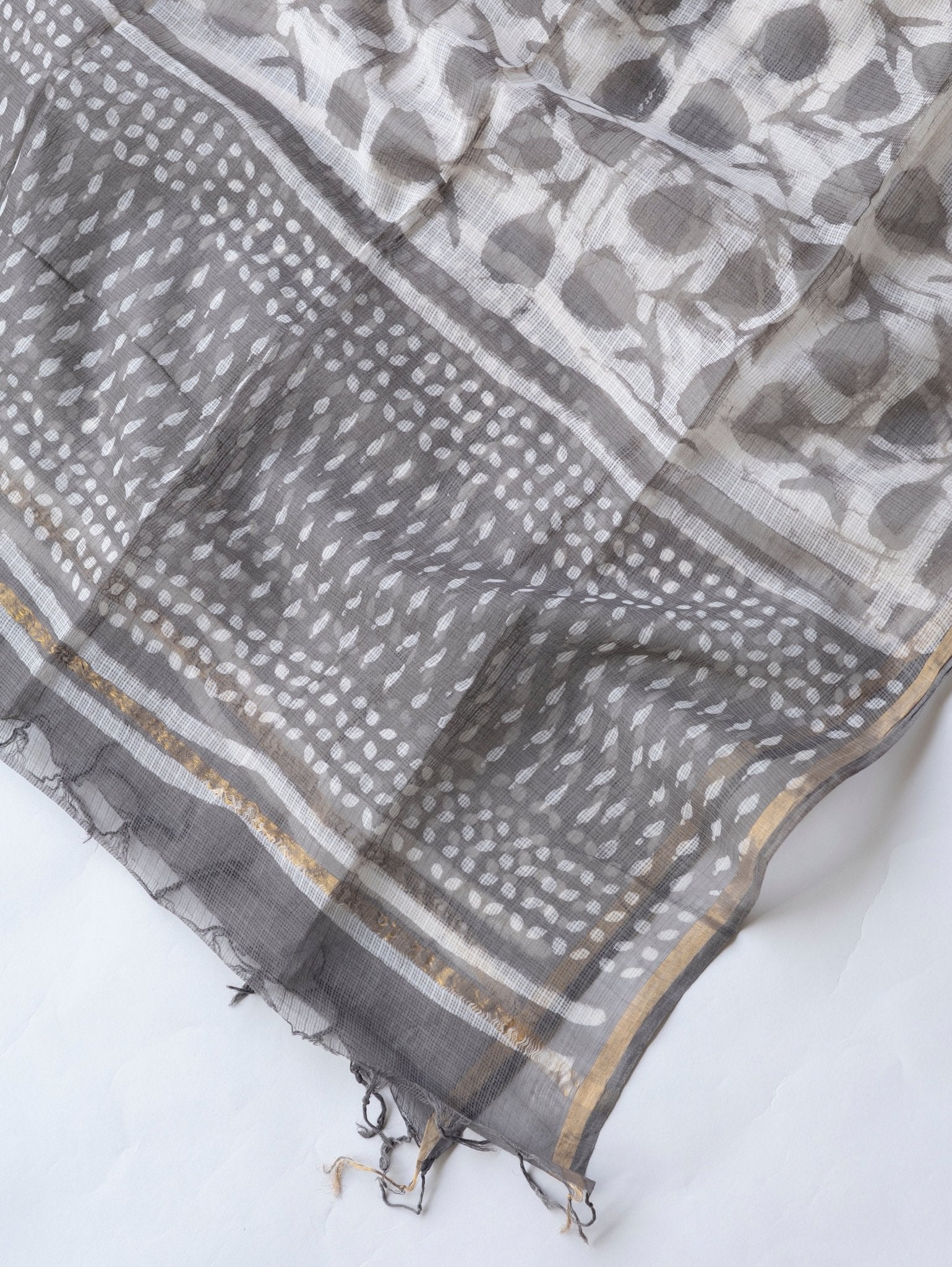 Divah Kota Doria Block Printed Dupatta - AINA