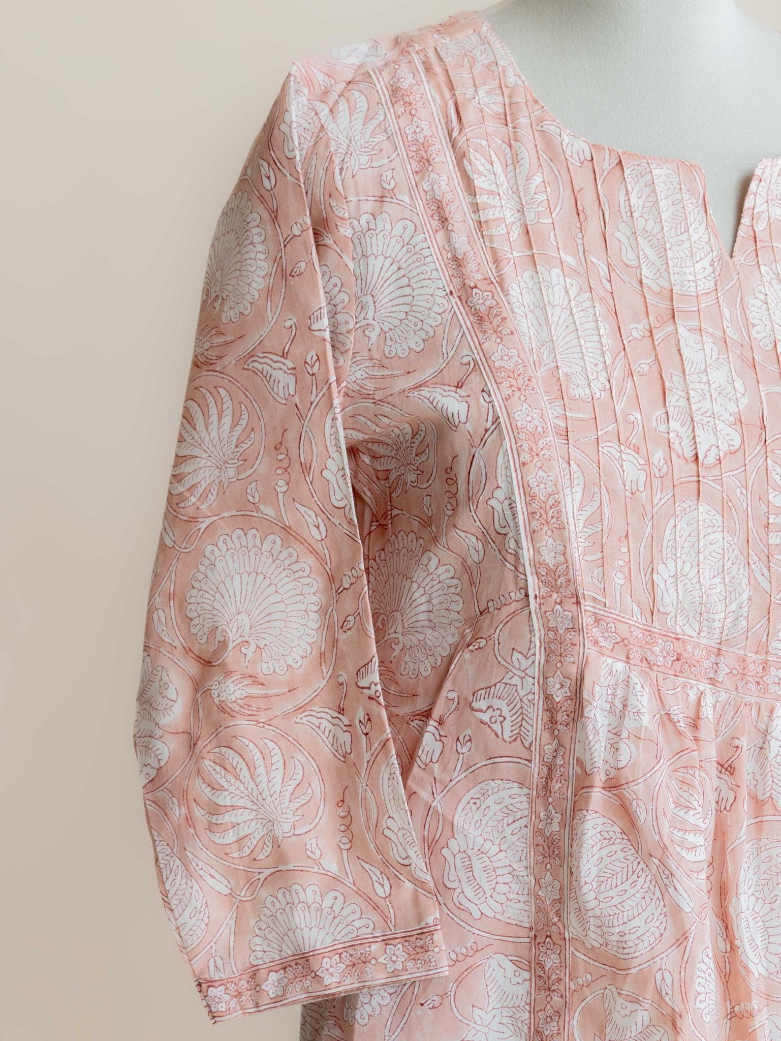 Doyel Cotton Block Printed A - Line Kurta - AINA