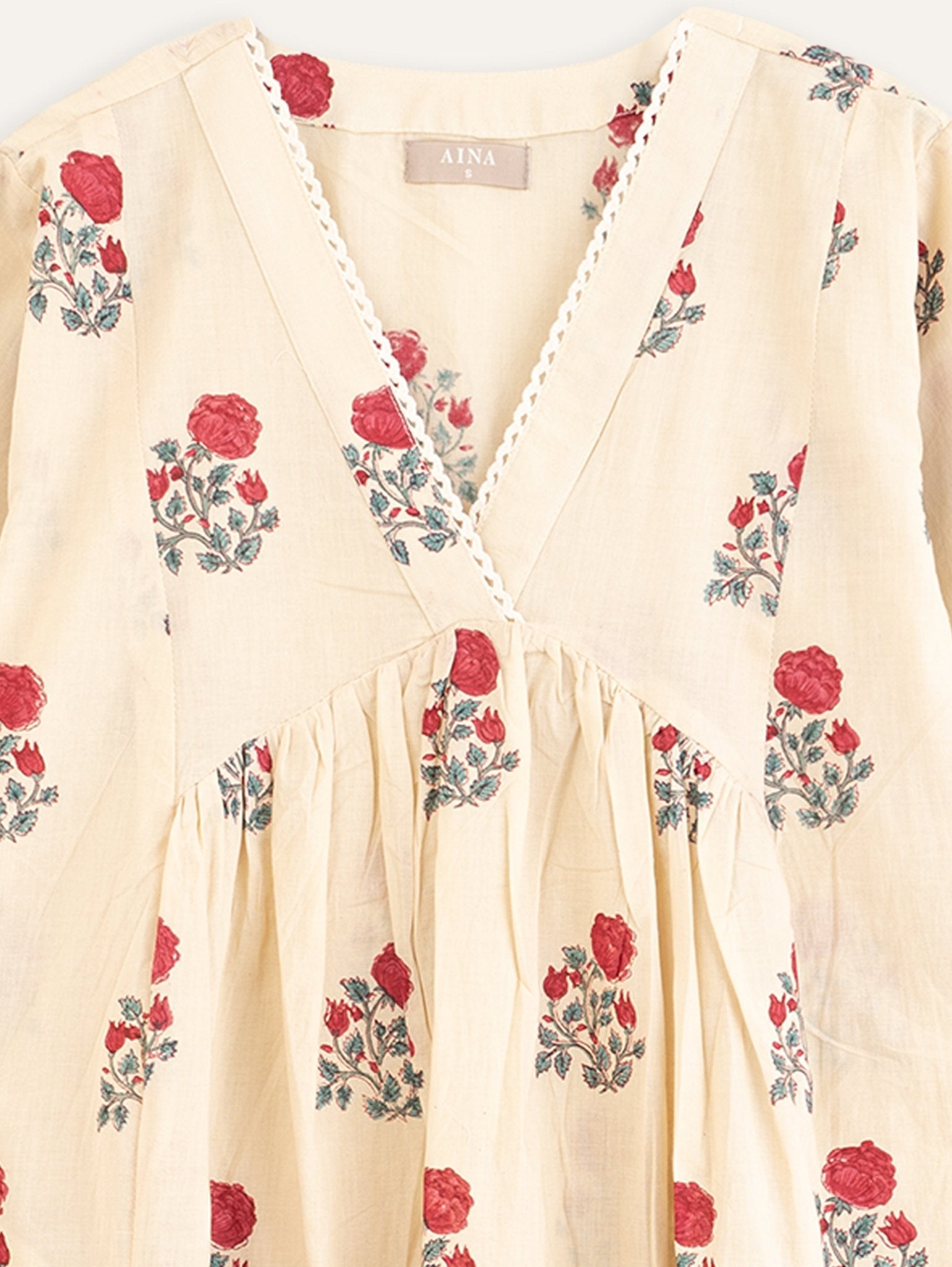 Durga Cotton Block Printed A - Line Kurta - AINA