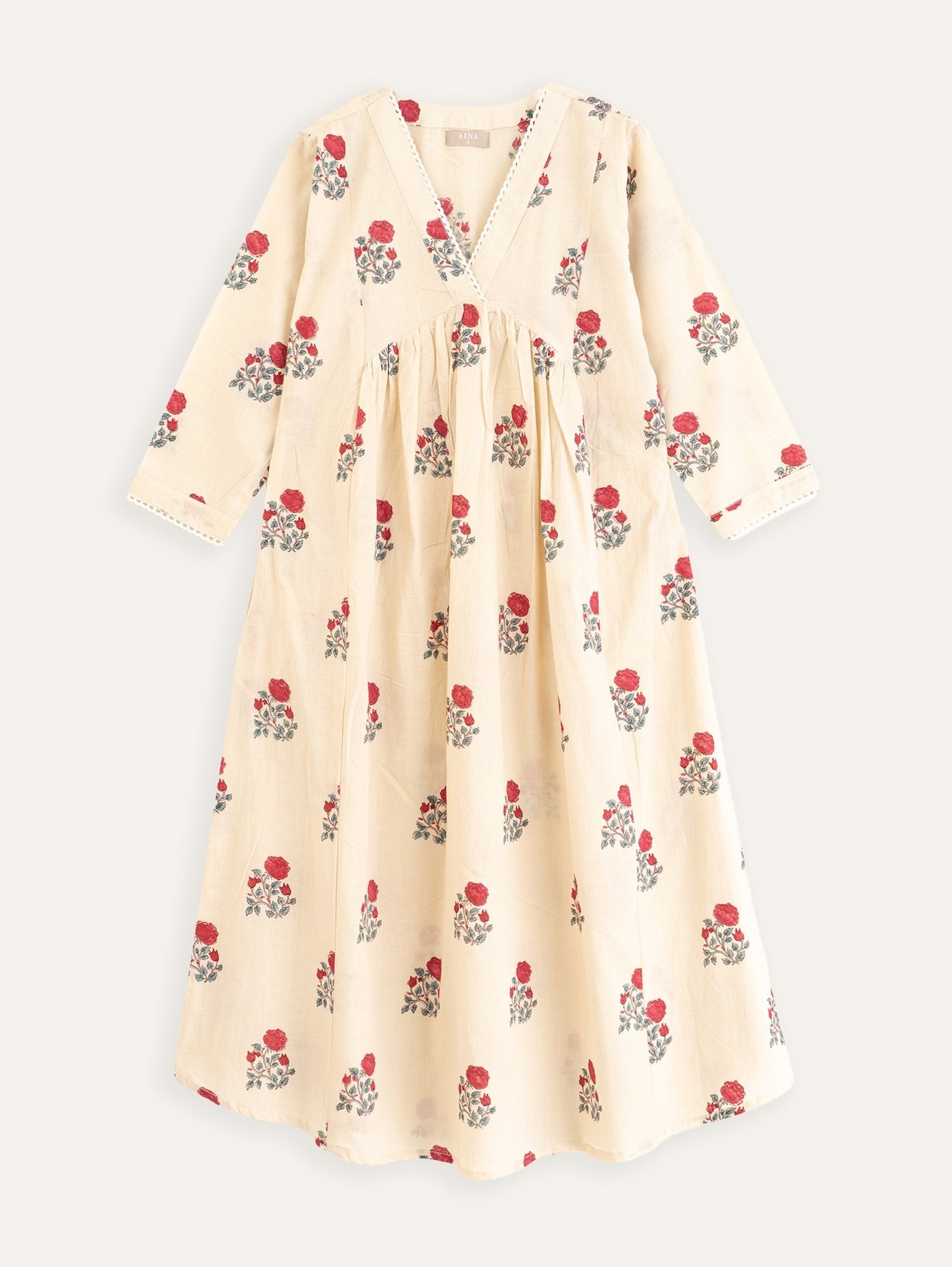 Durga Cotton Block Printed A - Line Kurta - AINA