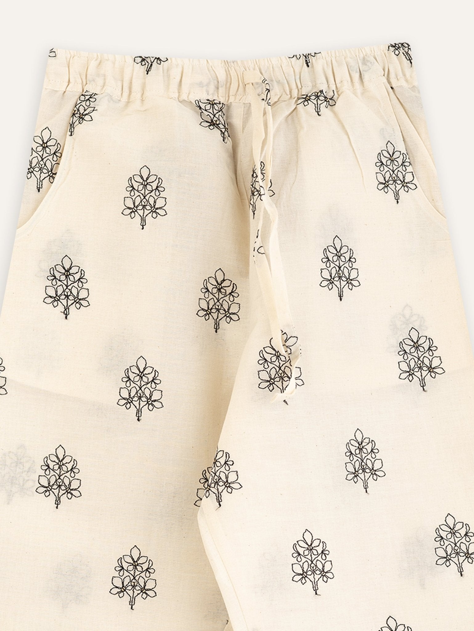 Eesha Cotton Embroidered Straight Pant - AINA