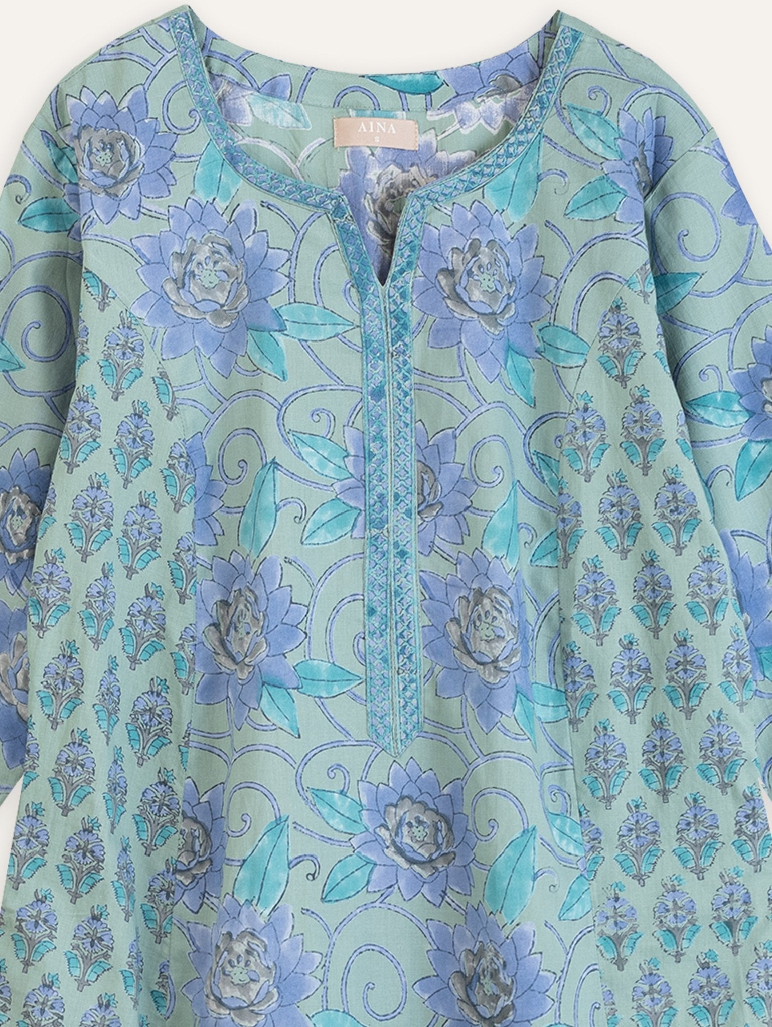 Eka Cotton Block Printed A - Line Kurta - AINA
