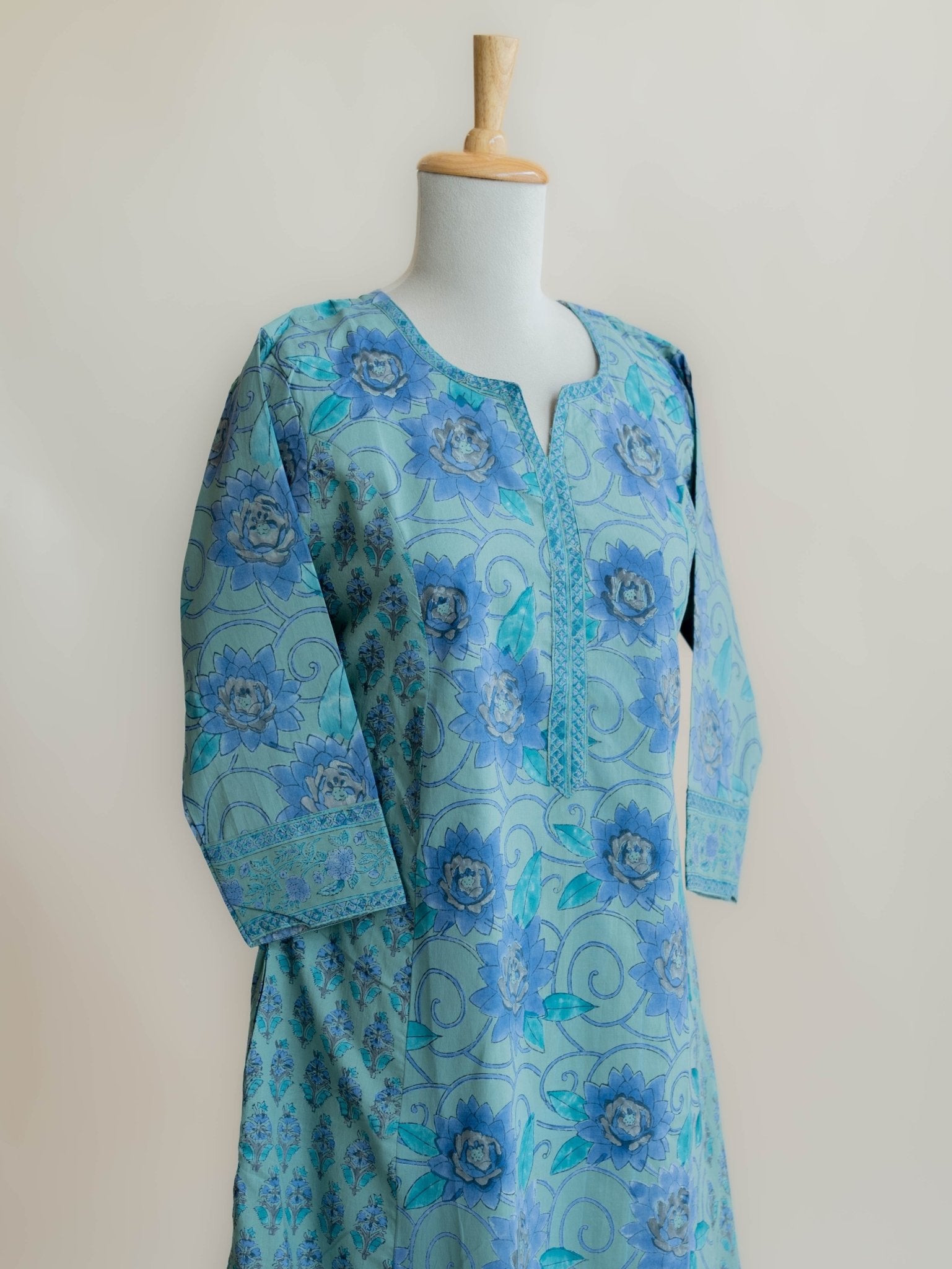 Eka Cotton Block Printed A - Line Kurta - AINA