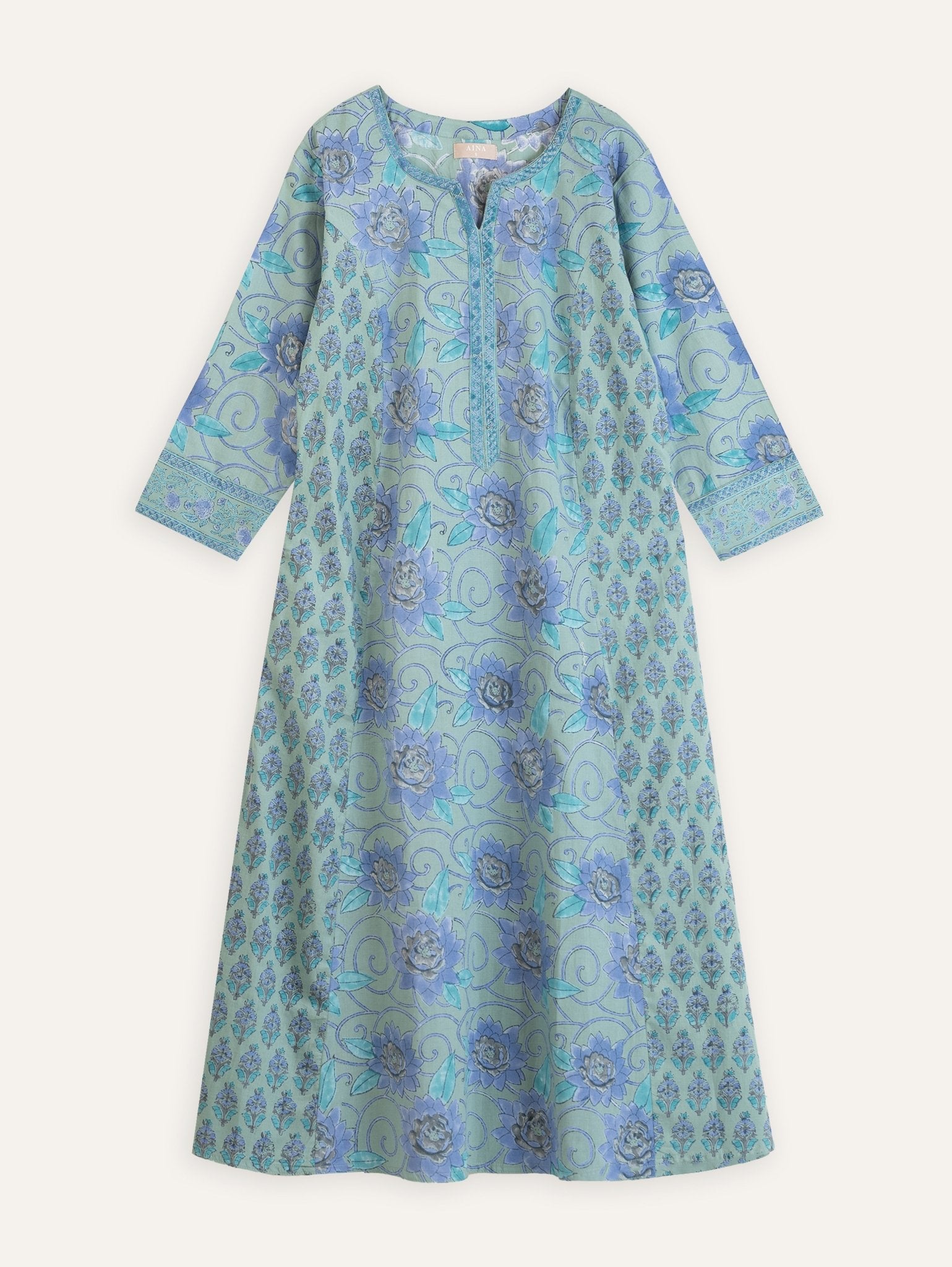 Eka Cotton Block Printed A - Line Kurta - AINA