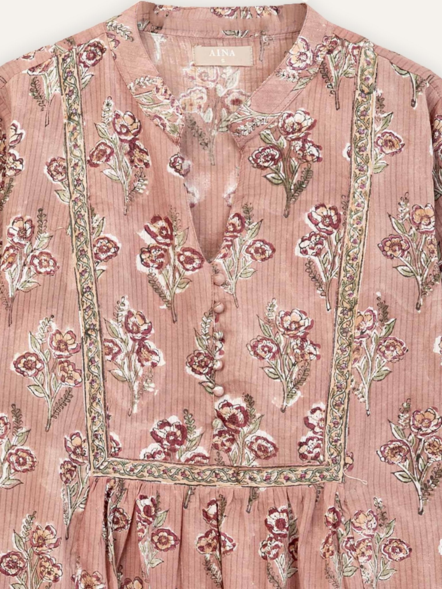 Elina Cotton Block Printed A - Line Kurta - AINA