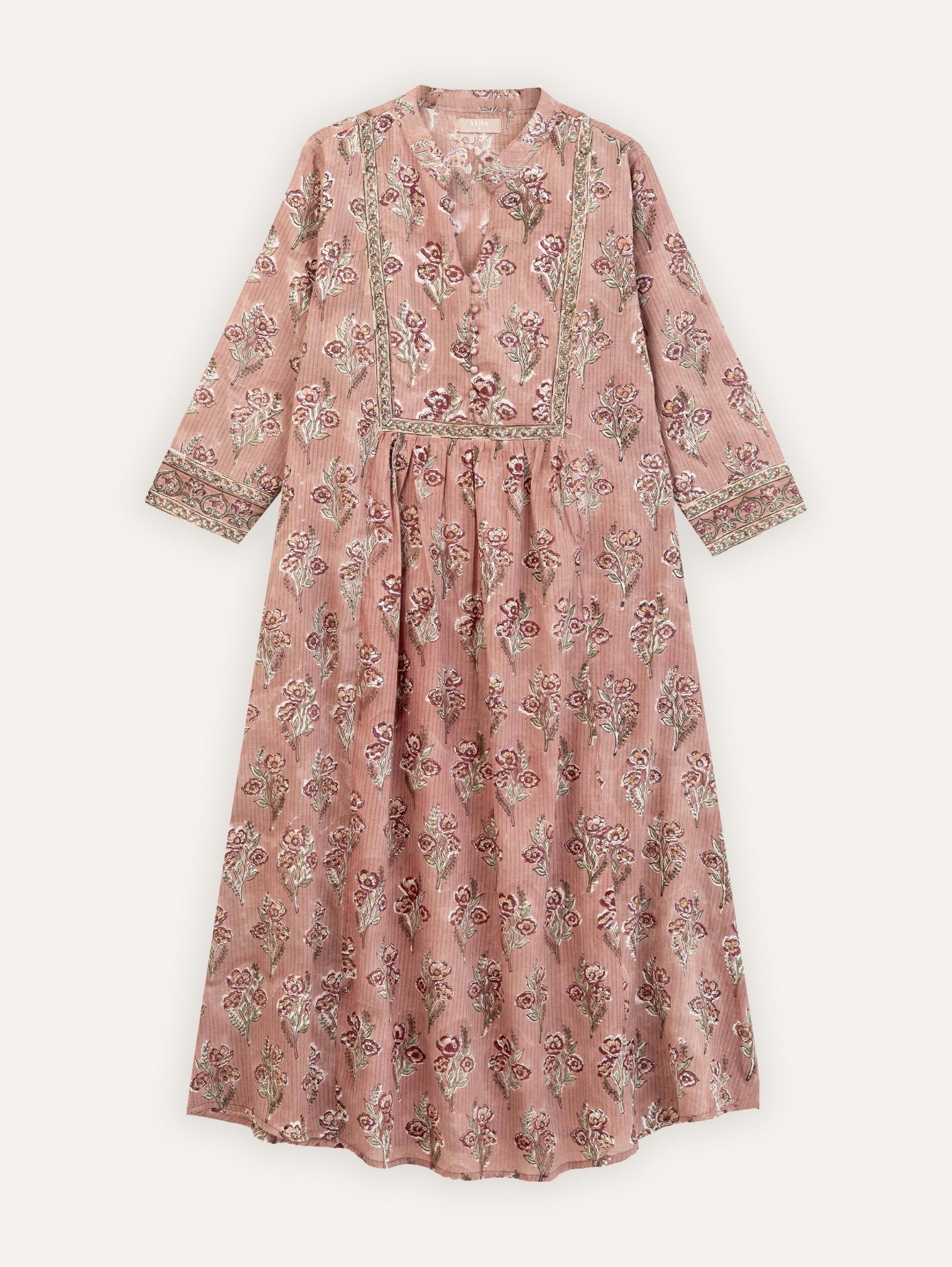 Elina Cotton Block Printed A - Line Kurta - AINA