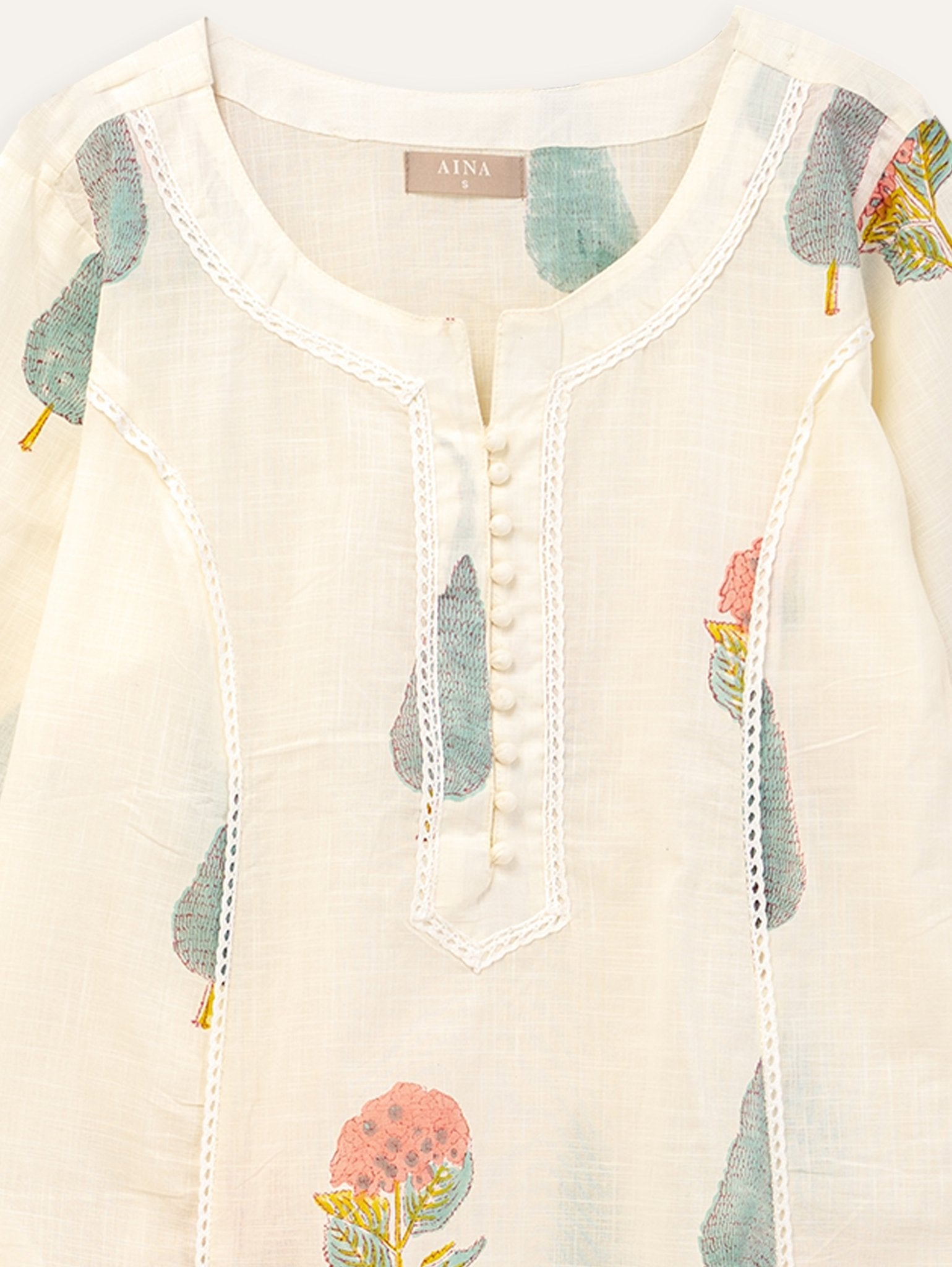 Emma Cotton Block Printed A - Line Kurta - AINA