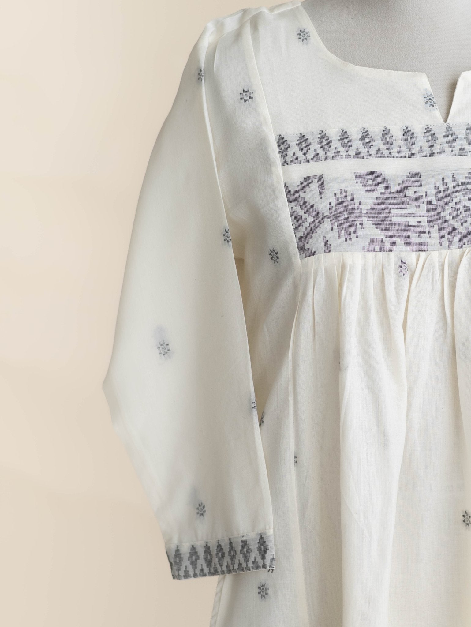 Enaya Cotton Jamdani A-Line Kurta - AINA