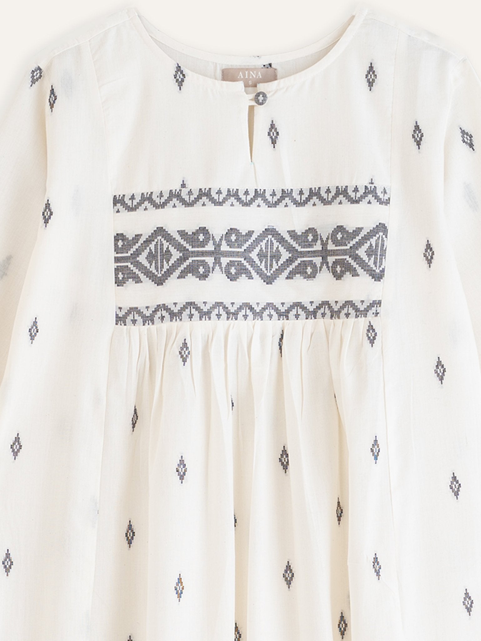 Enaya Cotton Jamdani A - Line Kurta - AINA